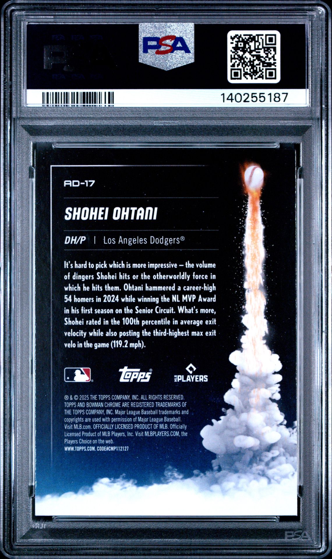 2025 Bowman Chrome Adios Shohei Ohtani #Ad-17 Gem Mt 10 back