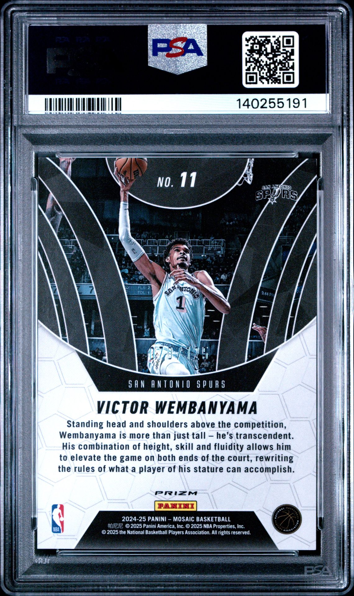 2024 Panini Mosaic Elevate Victor Wembanyama #11 (Elevate-Ice) Mint 9 back