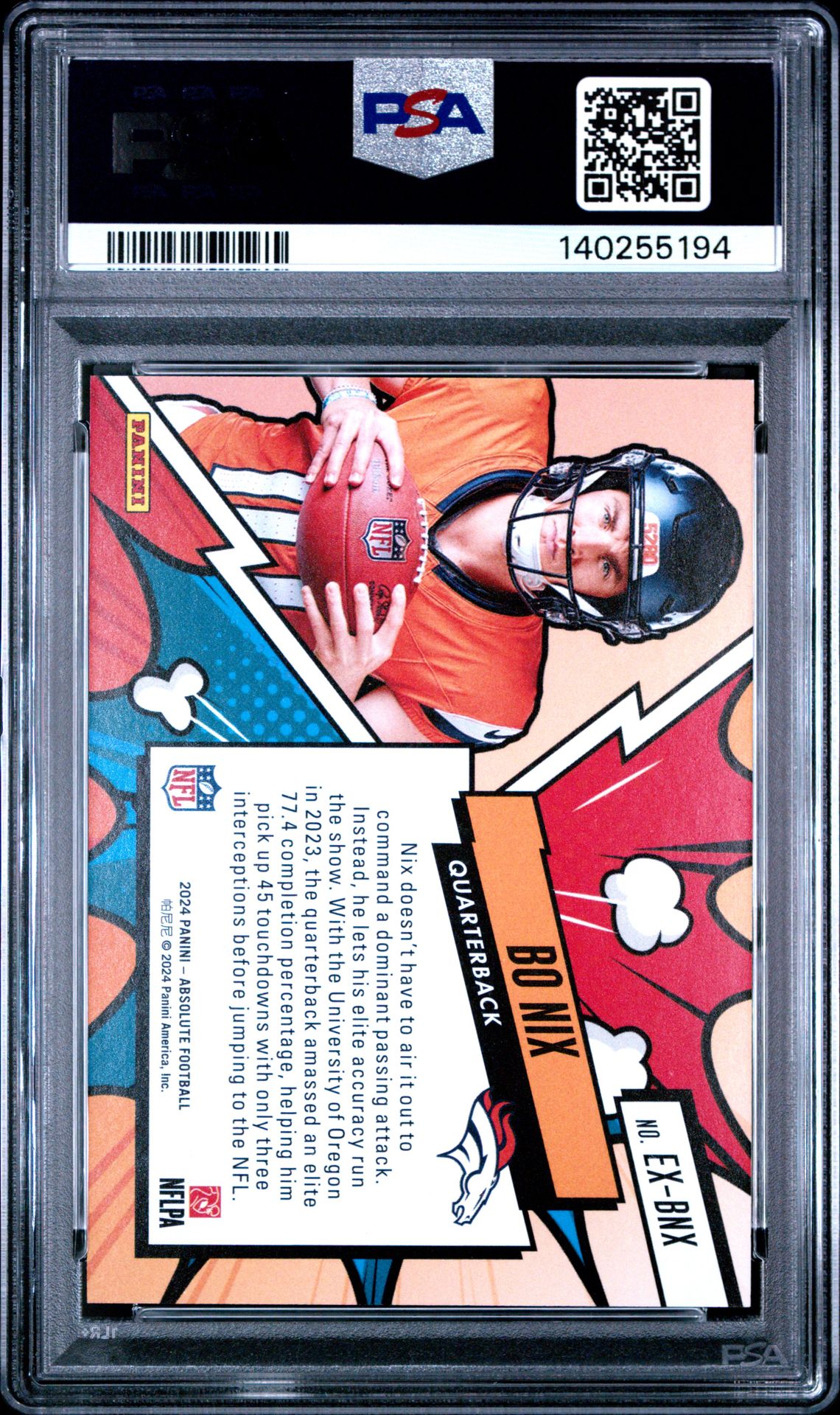 2024 Panini Absolute Explosive Bo Nix #Exbnx Mint 9 back