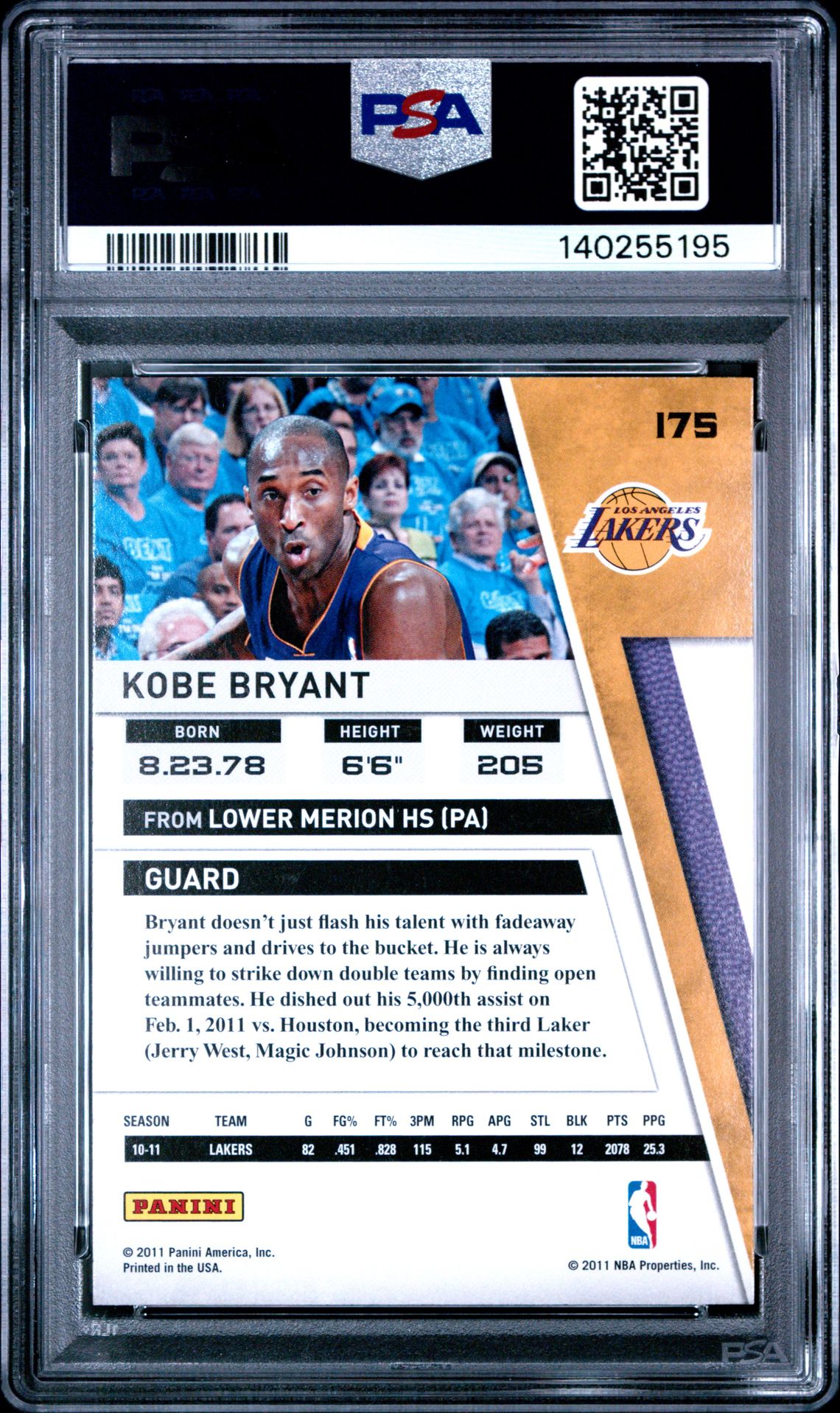 2010 Panini Season Update Kobe Bryant #175 Nm-Mt 8 back