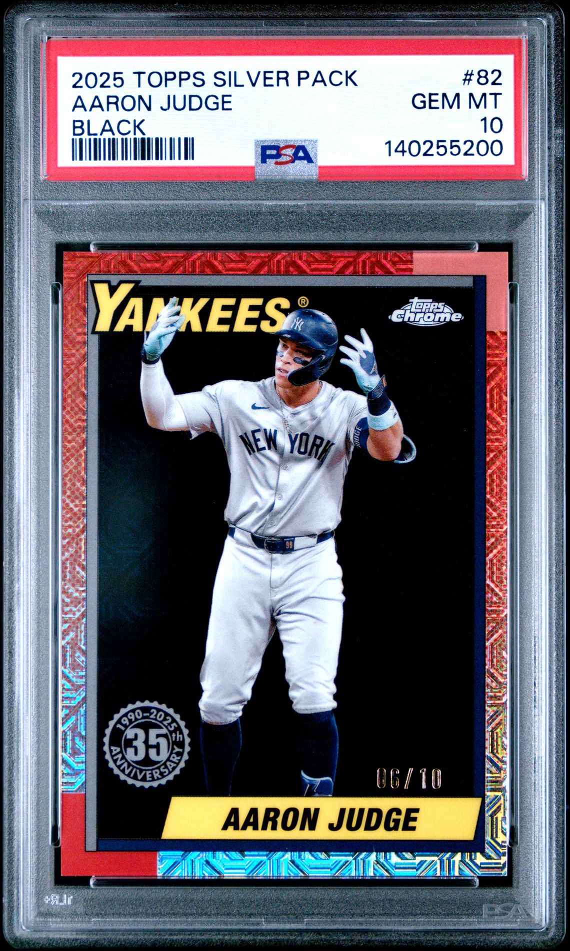 2025 Topps Silver Pack 1990 Chrome Promo Aaron Judge #82 (Black) Gem Mt 10 front