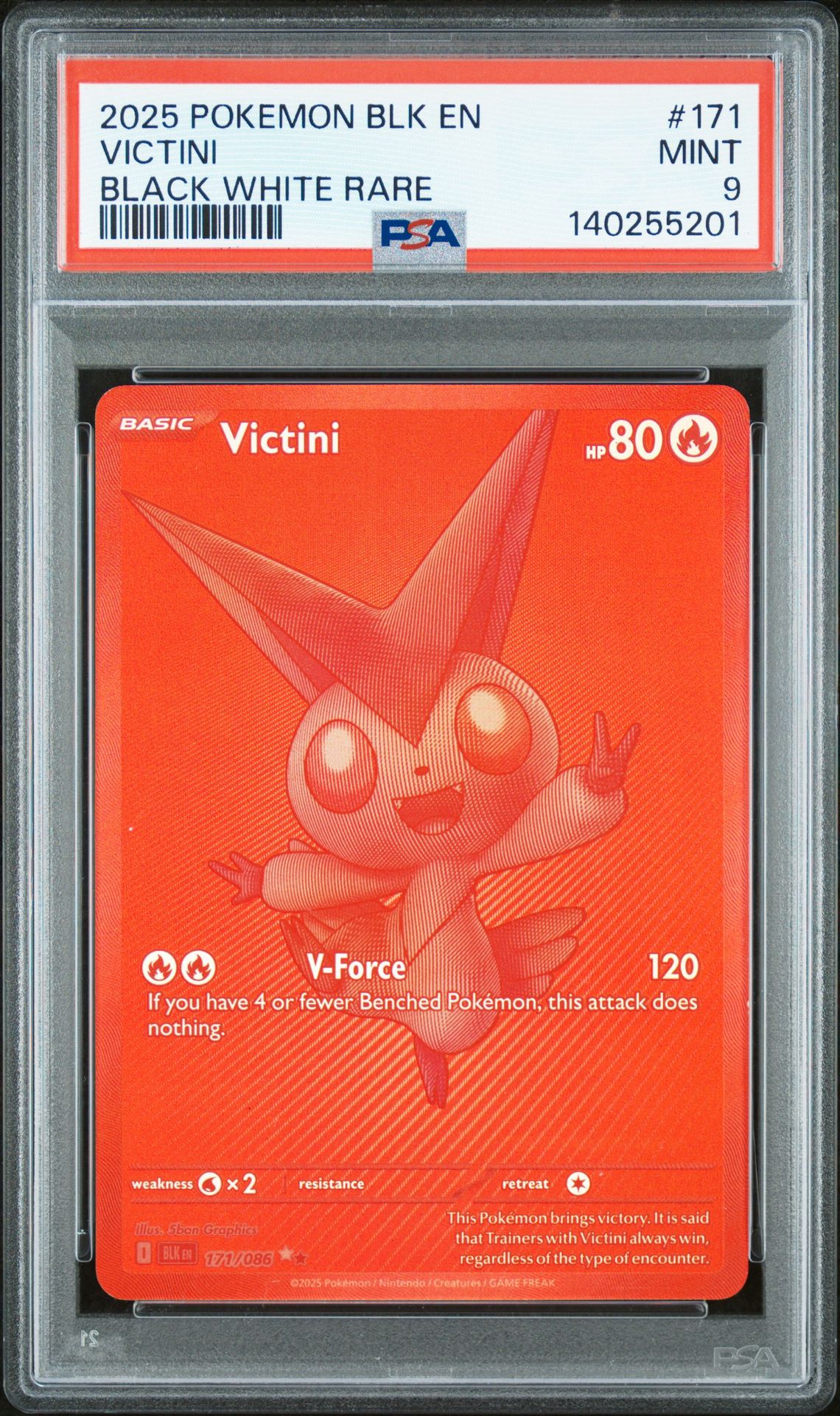 2025 Pokemon Blk En-Black Bolt Victini #171 (Black White Rare) Mint 9 front