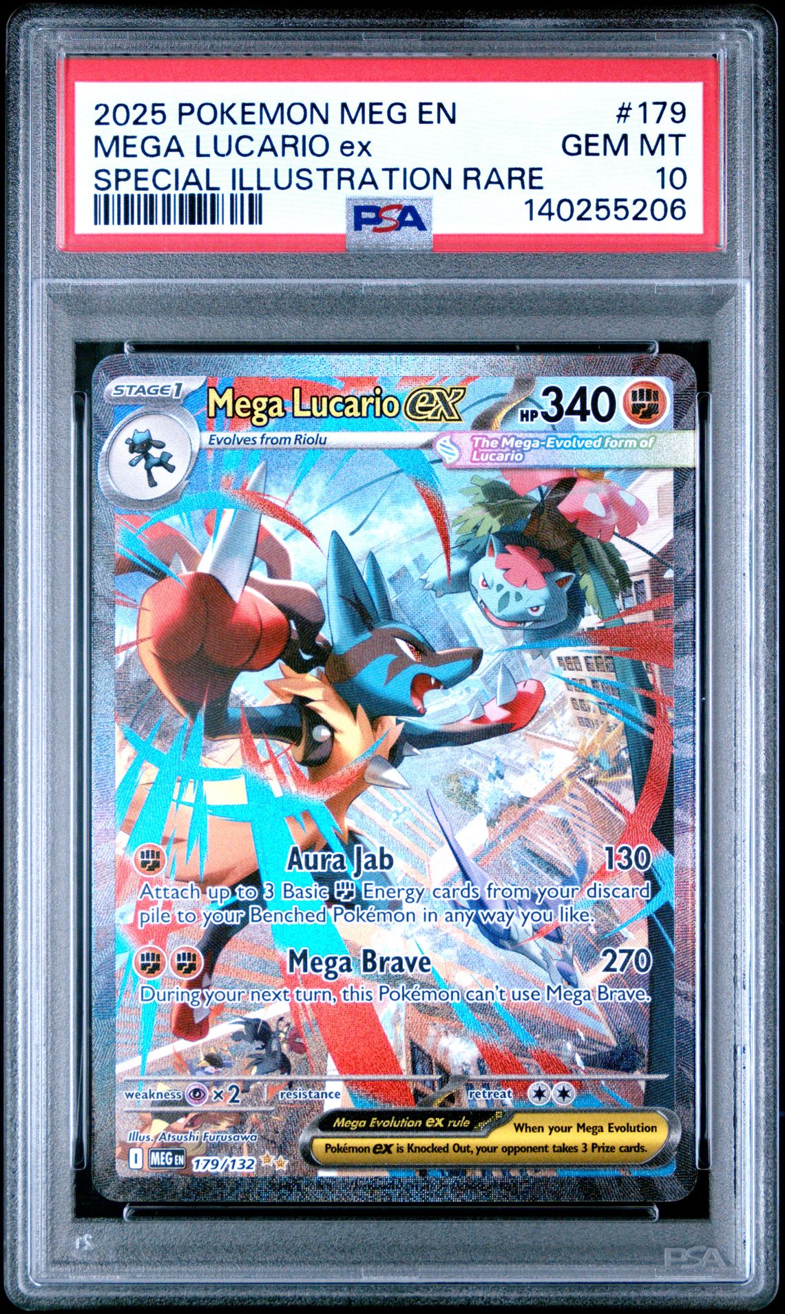 2025 Pokemon Meg En-Mega Evolution Mega Lucario Ex #179 (Special Illustration Rare) Gem Mt 10 front
