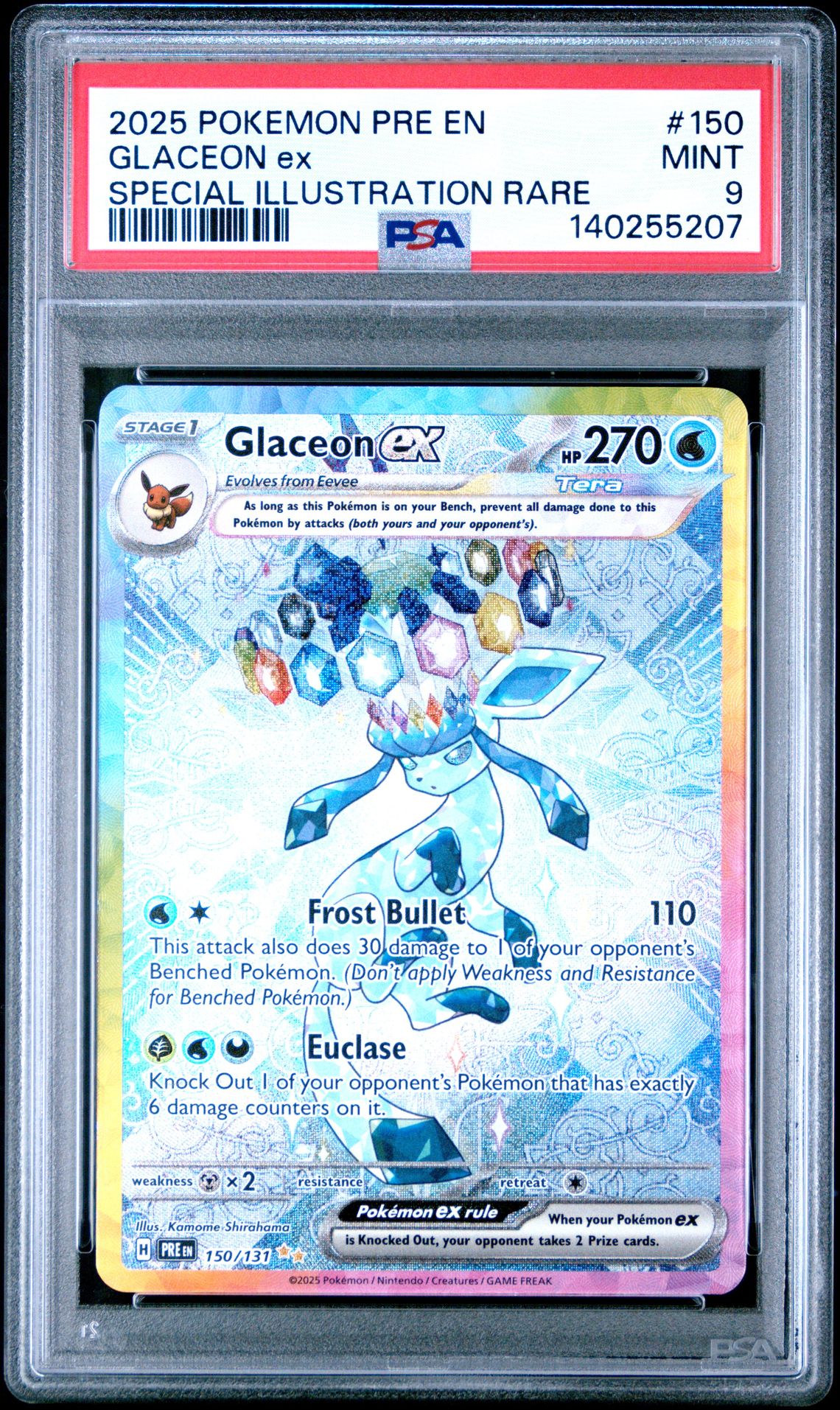 2025 Pokemon Pre En-Prismatic Evolutions Glaceon Ex #150 (Special Illustration Rare) Mint 9 front