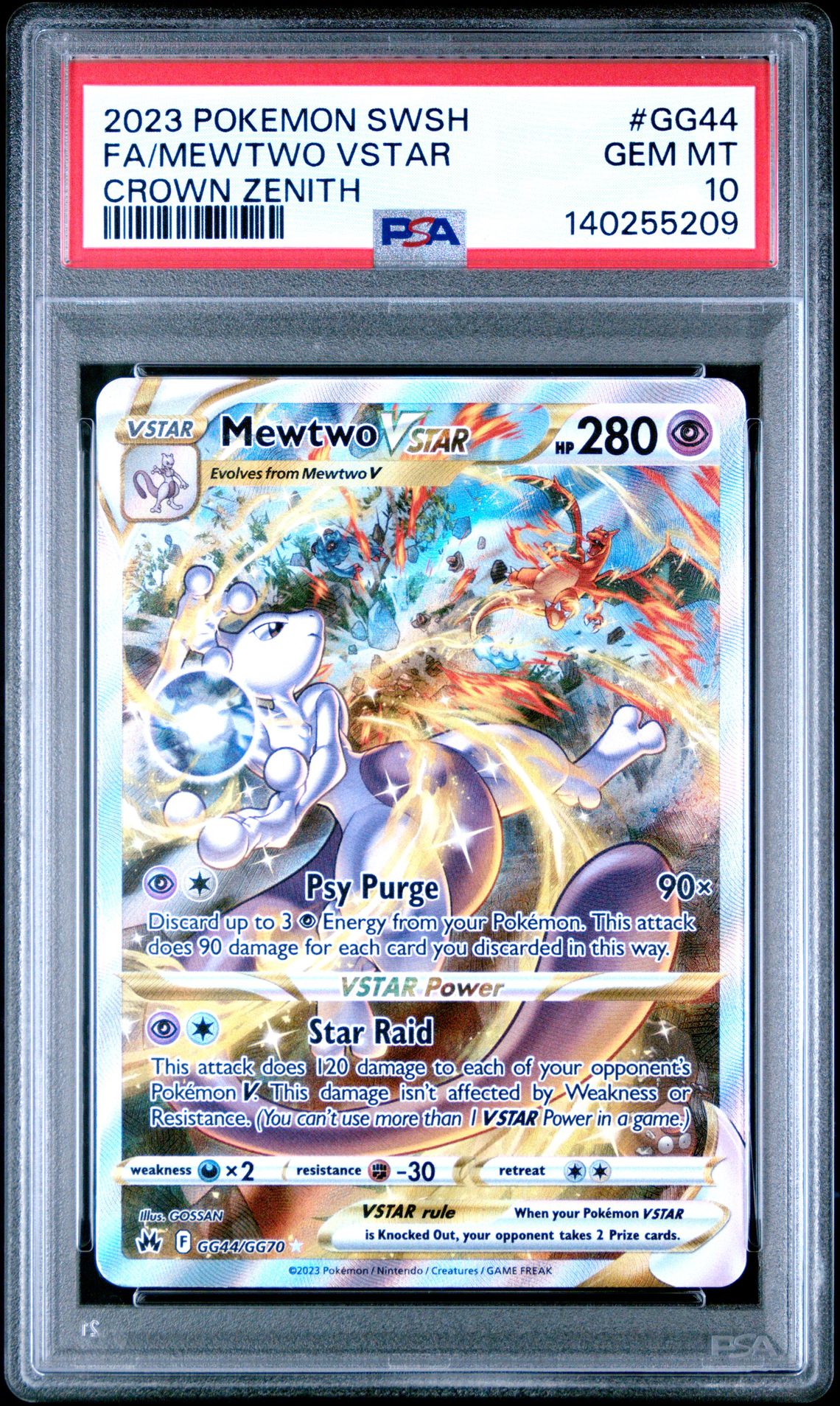 2023 Pokemon Sword And Shield Crown Zenith Fa/Mewtwo Vstar #Gg44 (Crown Zenith) Gem Mt 10 front