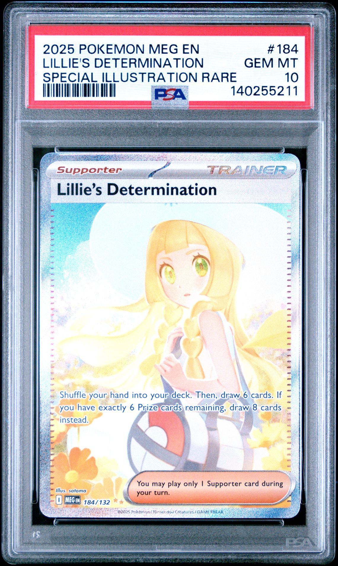 2025 Pokemon Meg En-Mega Evolution Lillie's Determination #184 (Special Illustration Rare) Gem Mt 10 front
