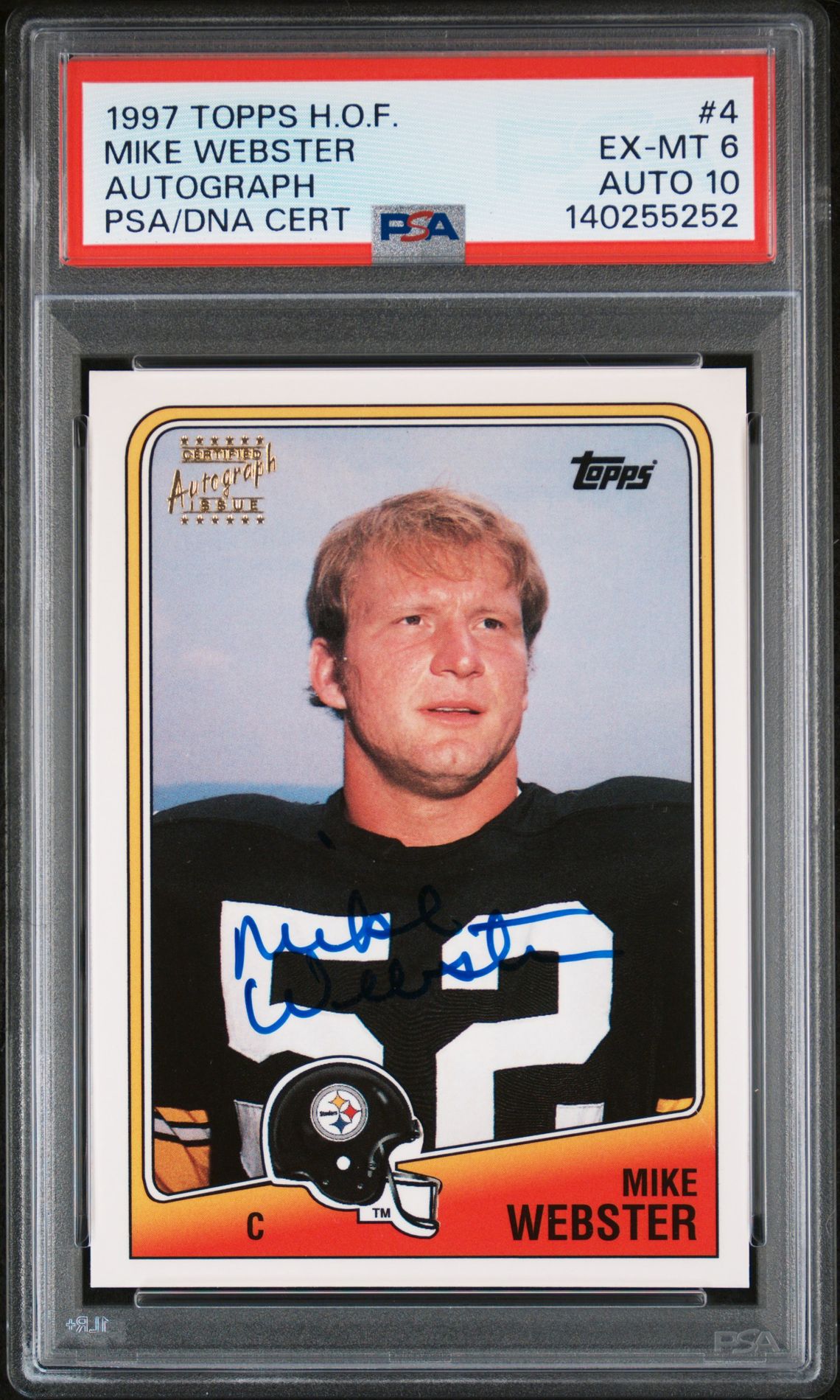 1997 Topps Hall Of Fame Autograph Mike Webster #4 (Autograph) Ex-Mt 6 front