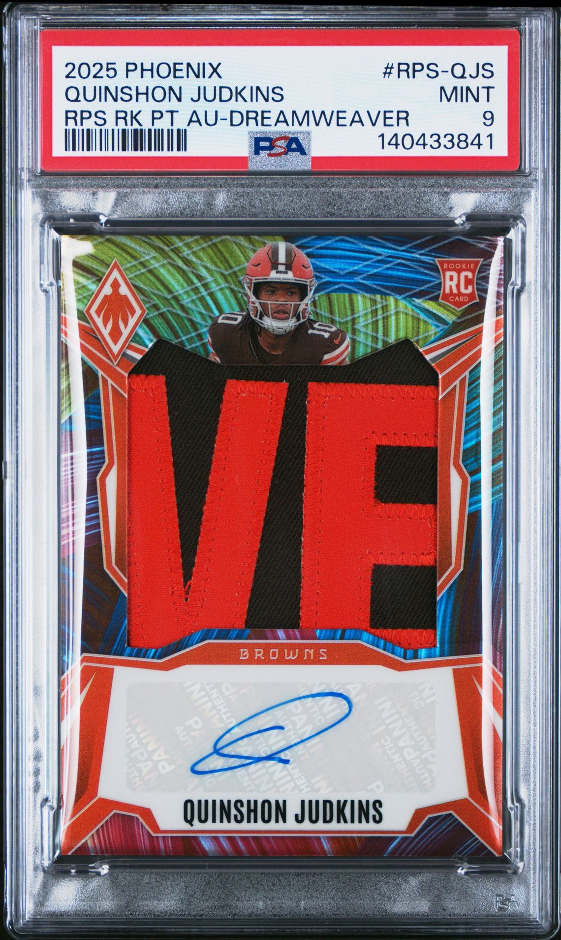 2025 Panini Phoenix Rps Rookie Patch Autographs Quinshon Judkins #Rps-Qjs (Rps Rk Pt Au-Dreamweaver) Mint 9 front