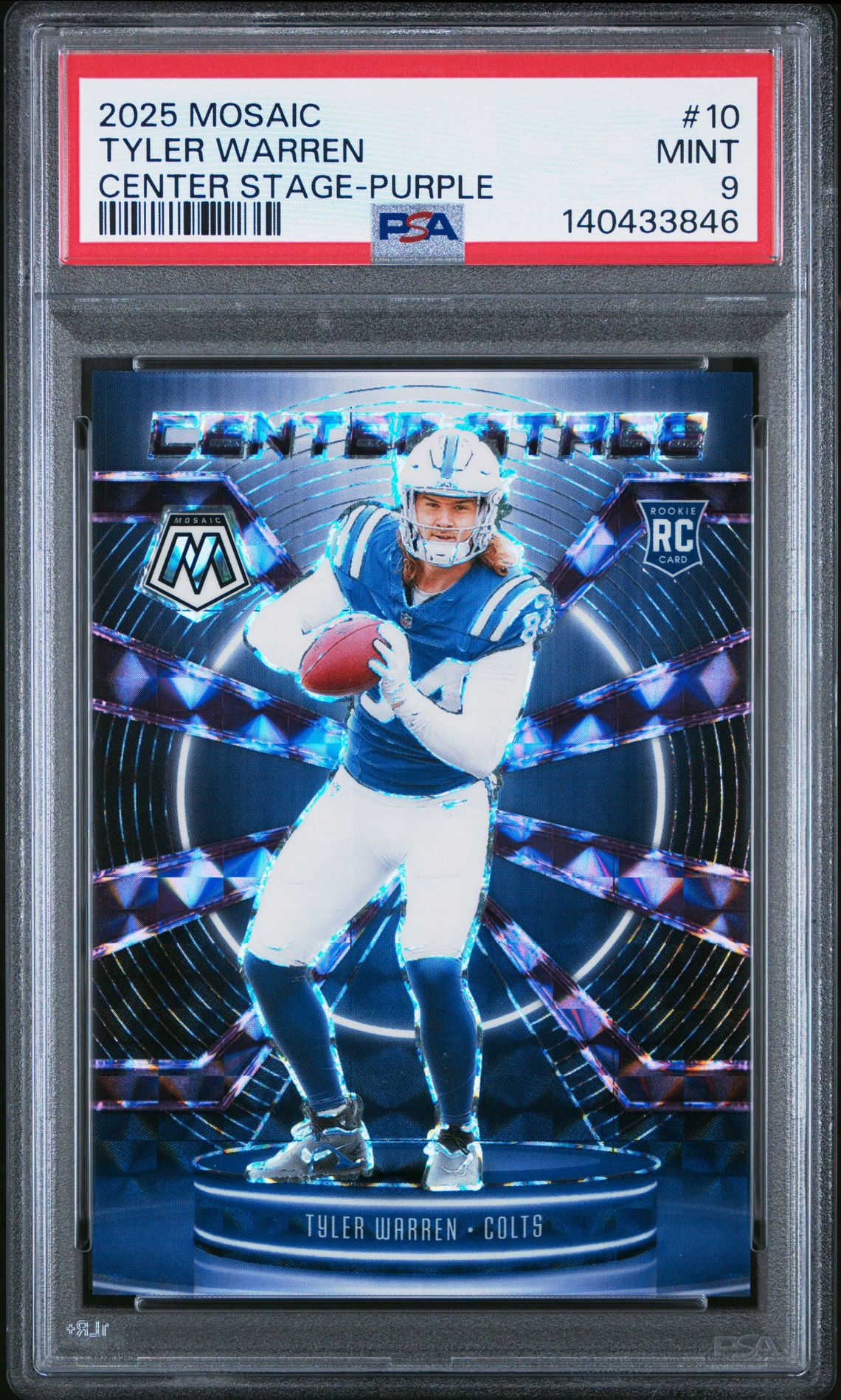 2025 Panini Mosaic Center Stage Tyler Warren #10 (Center Stage-Purple) Mint 9 front