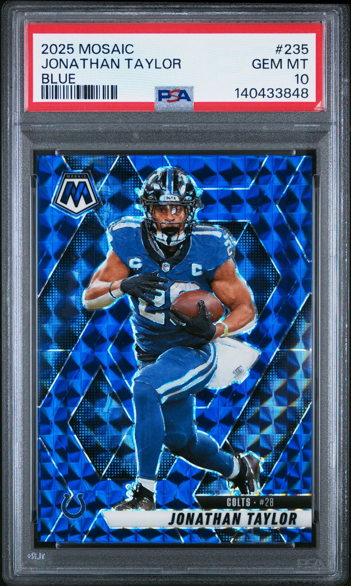 2025 Panini Mosaic Jonathan Taylor #235 (Blue) Gem Mt 10 front