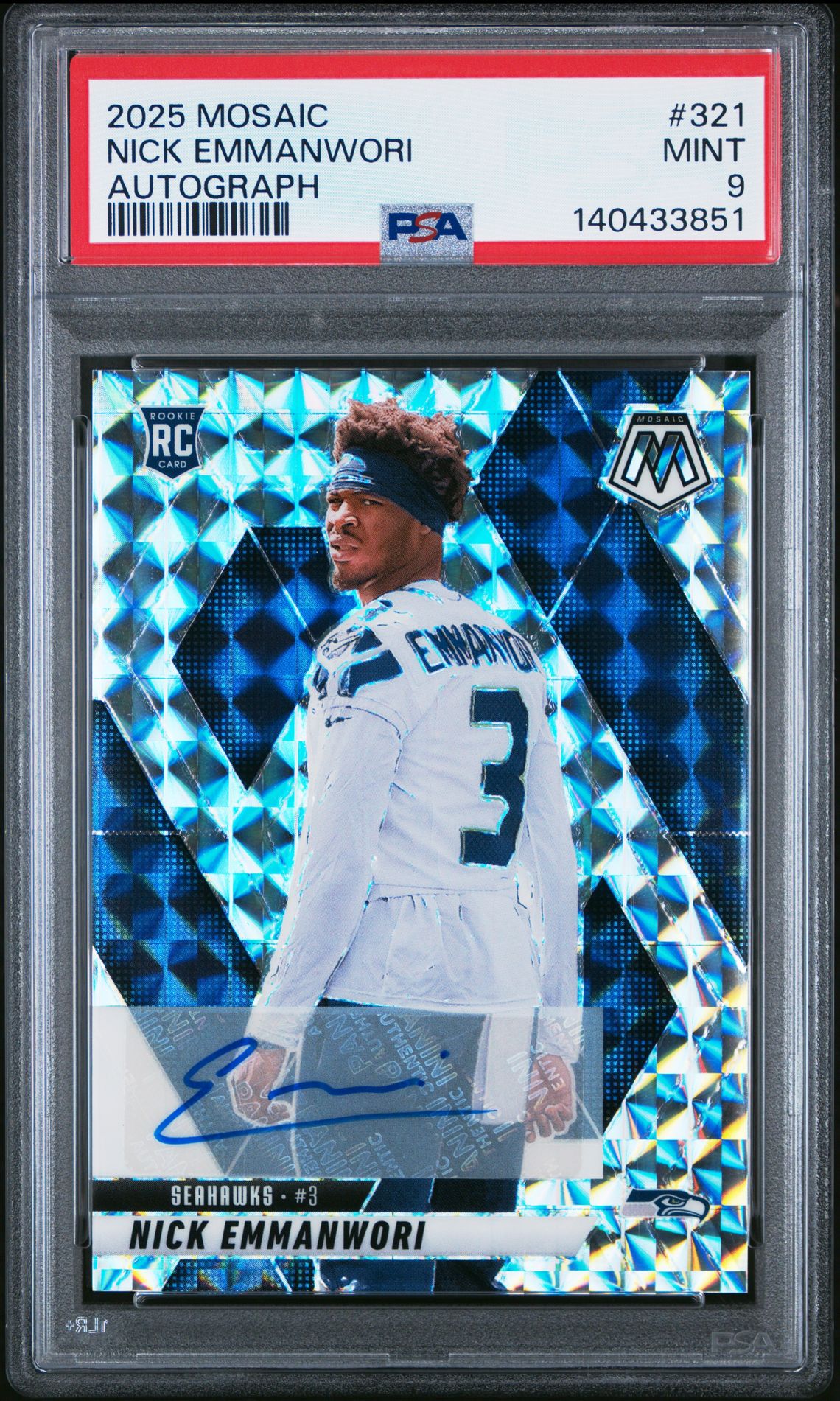 2025 Panini Mosaic Nick Emmanwori #321 (Autograph) Mint 9 front
