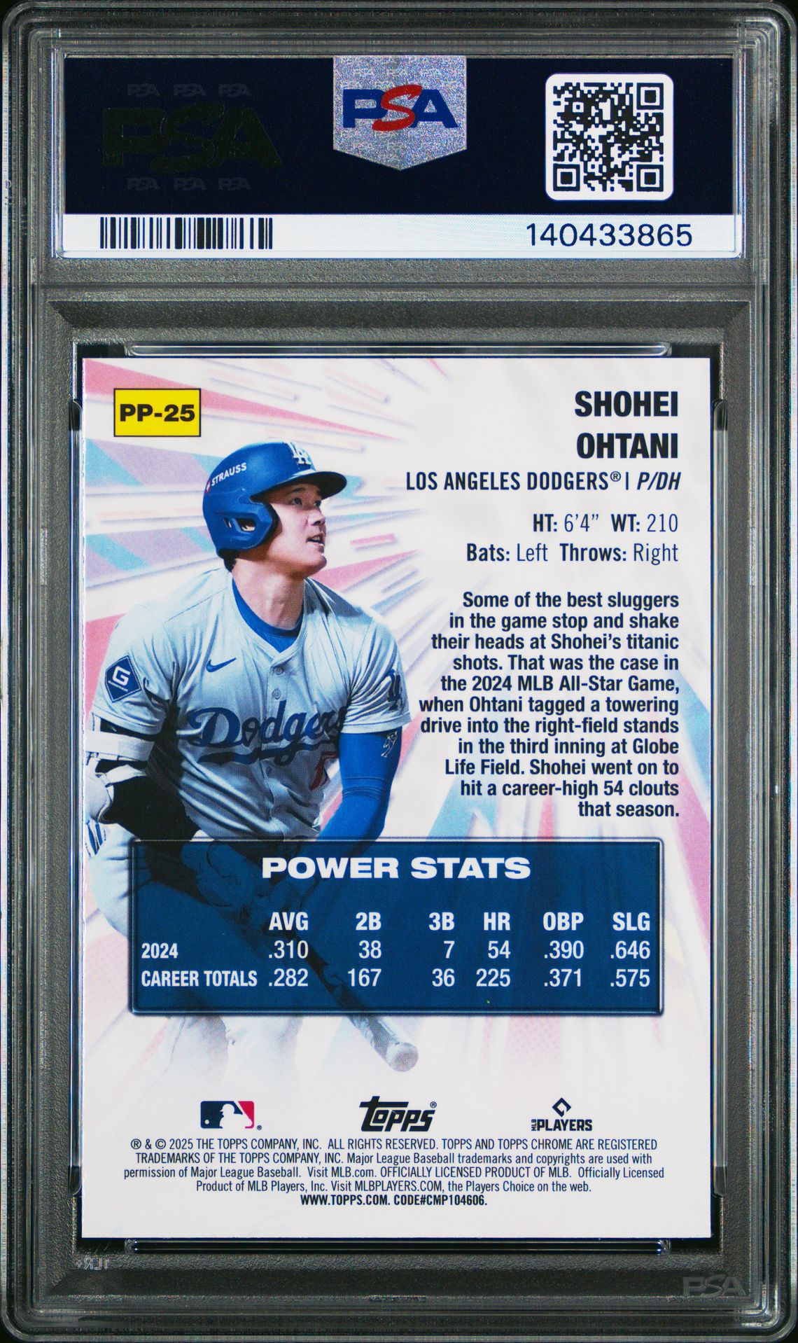 2025 Topps Chrome Power Players Shohei Ohtani #Pp25 Gem Mt 10 back