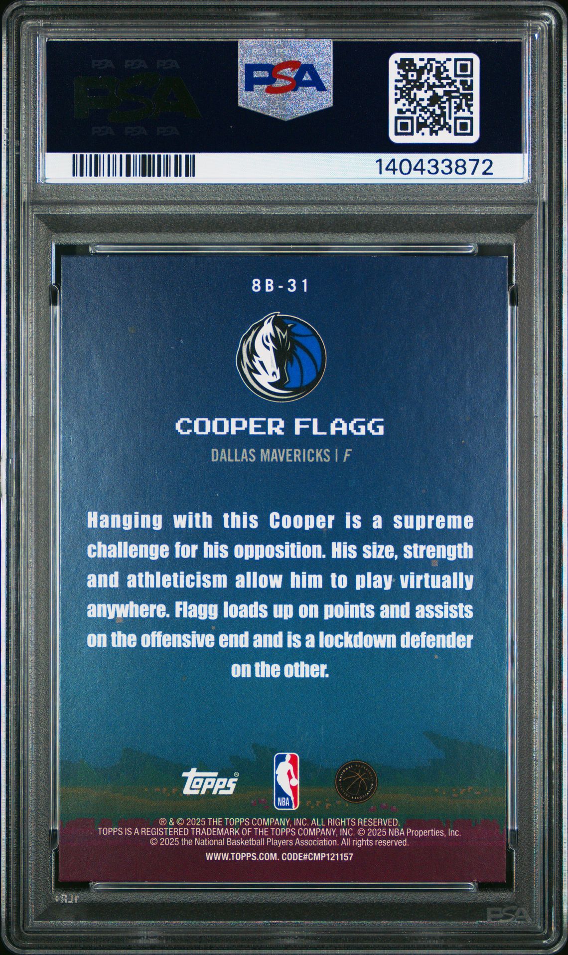 2025 Topps 8 Bit Ballers Cooper Flagg #8B-31 (8 Bit Ballers-Holo Foil) Mint 9 back