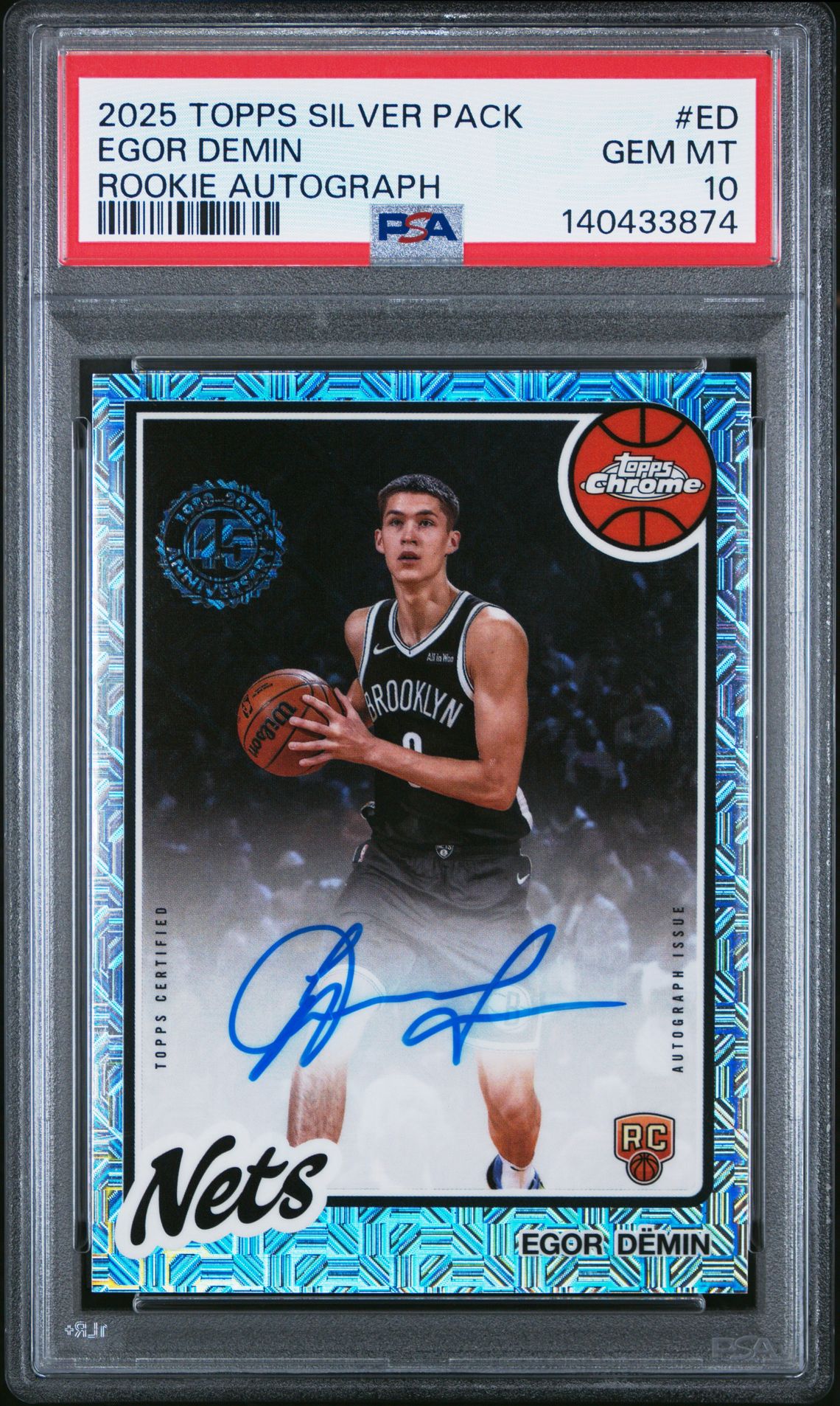 2025 Topps Silver Pack 1980-81 Topps Chrome Basketball Rookie Autographs Egor Demin #Ed Gem Mt 10 front