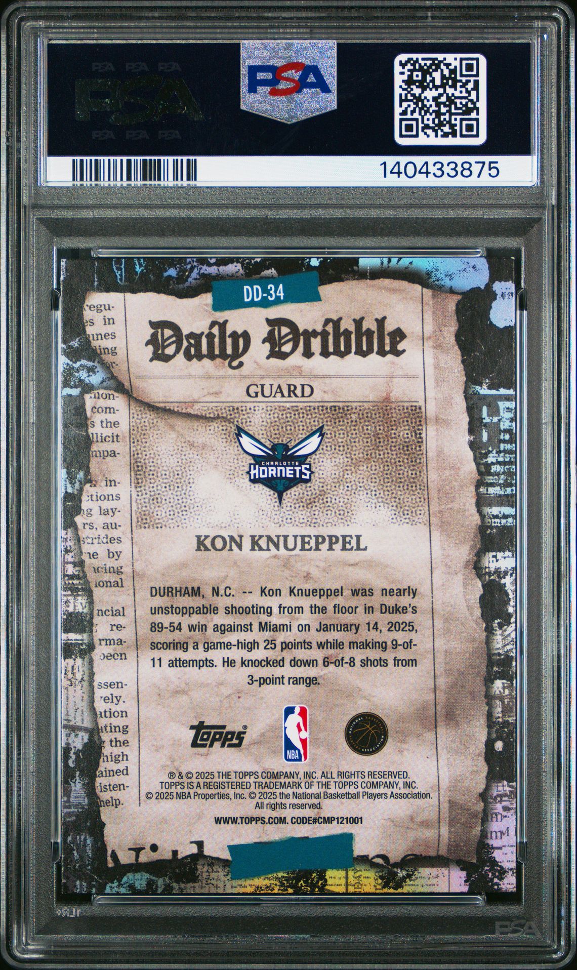 2025 Topps The Daily Dribble Kon Knueppel #Dd-34 Mint 9 back