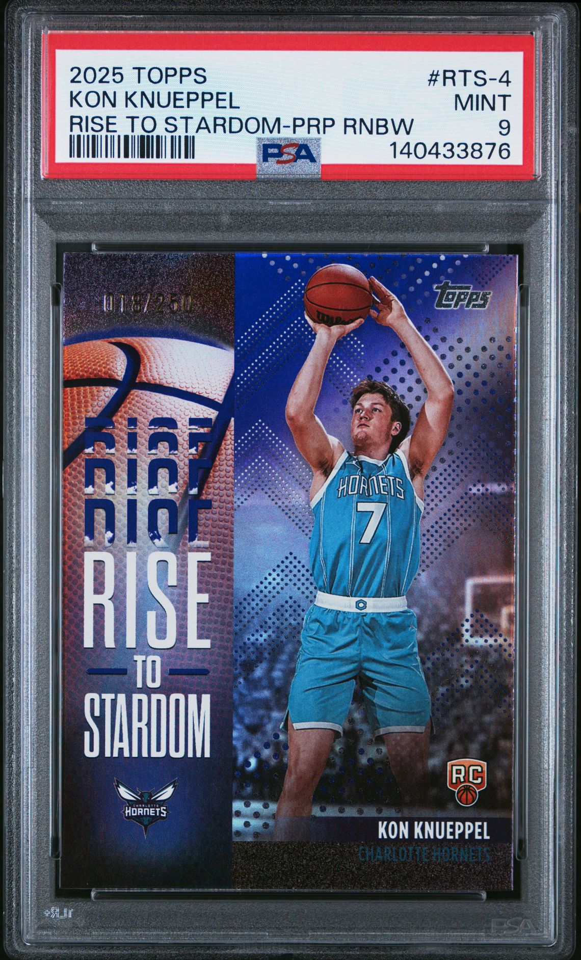 2025 Topps Rise To Stardom Kon Knueppel #Rts-4 (Rise To Stardom-Prp Rnbw) Mint 9 front