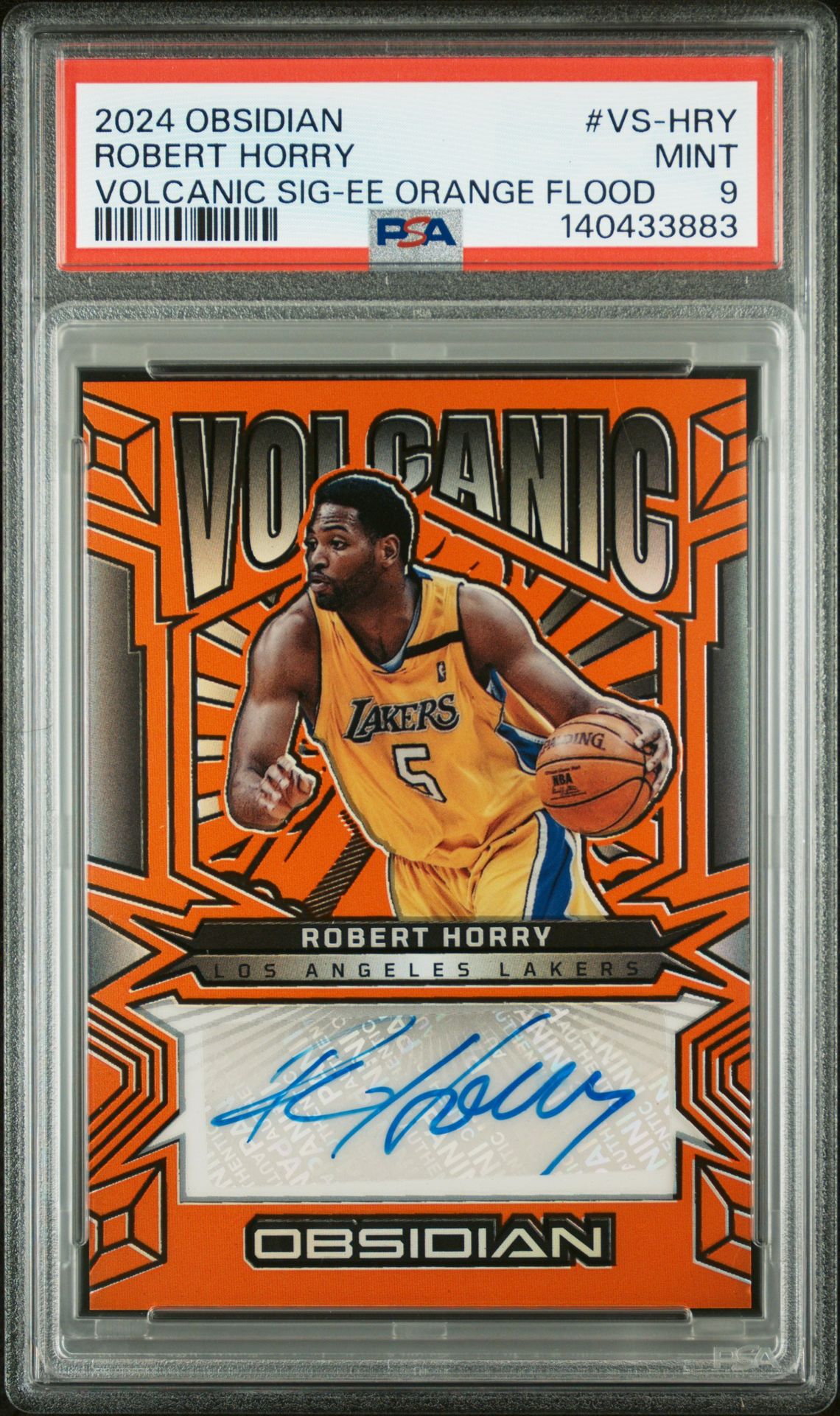 2024 Panini Obsidian Volcanic Signatures Robert Horry #Vs-Hry (Volcanic Sig-Ee Orange Flood) Mint 9 front
