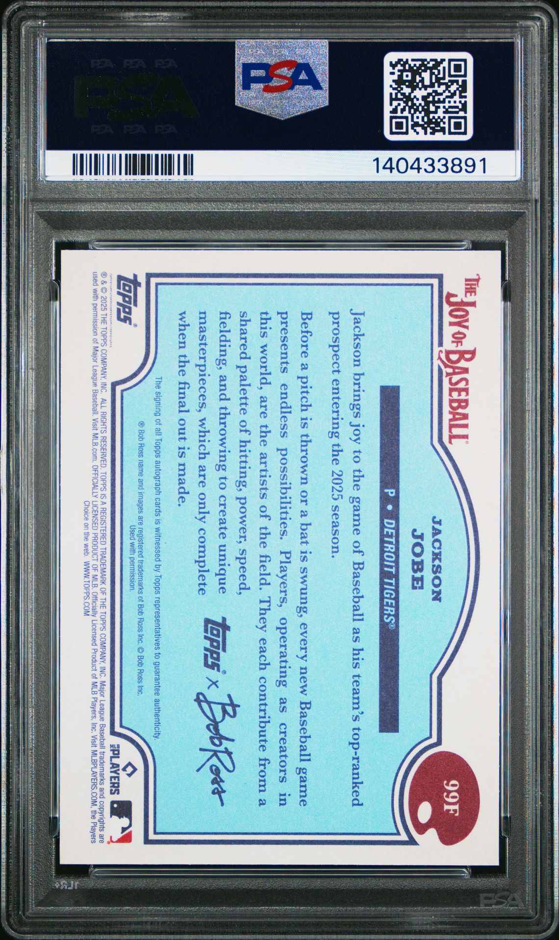 2025 Topps X Bob Ross The Joy Of Baseball Jackson Jobe #99F (Autograph-Prussian Blue) Nm-Mt 8 back