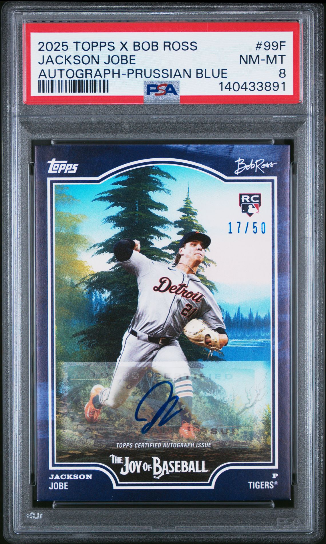 2025 Topps X Bob Ross The Joy Of Baseball Jackson Jobe #99F (Autograph-Prussian Blue) Nm-Mt 8 front