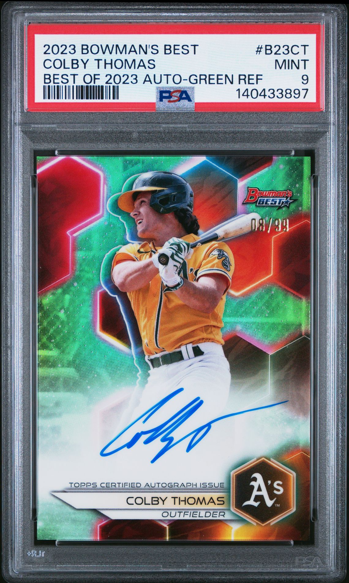 2023 Bowman's Best Best Of 2023 Autographs Colby Thomas #B23Ct (Best Of 2023 Auto-Green Ref) Mint 9 front
