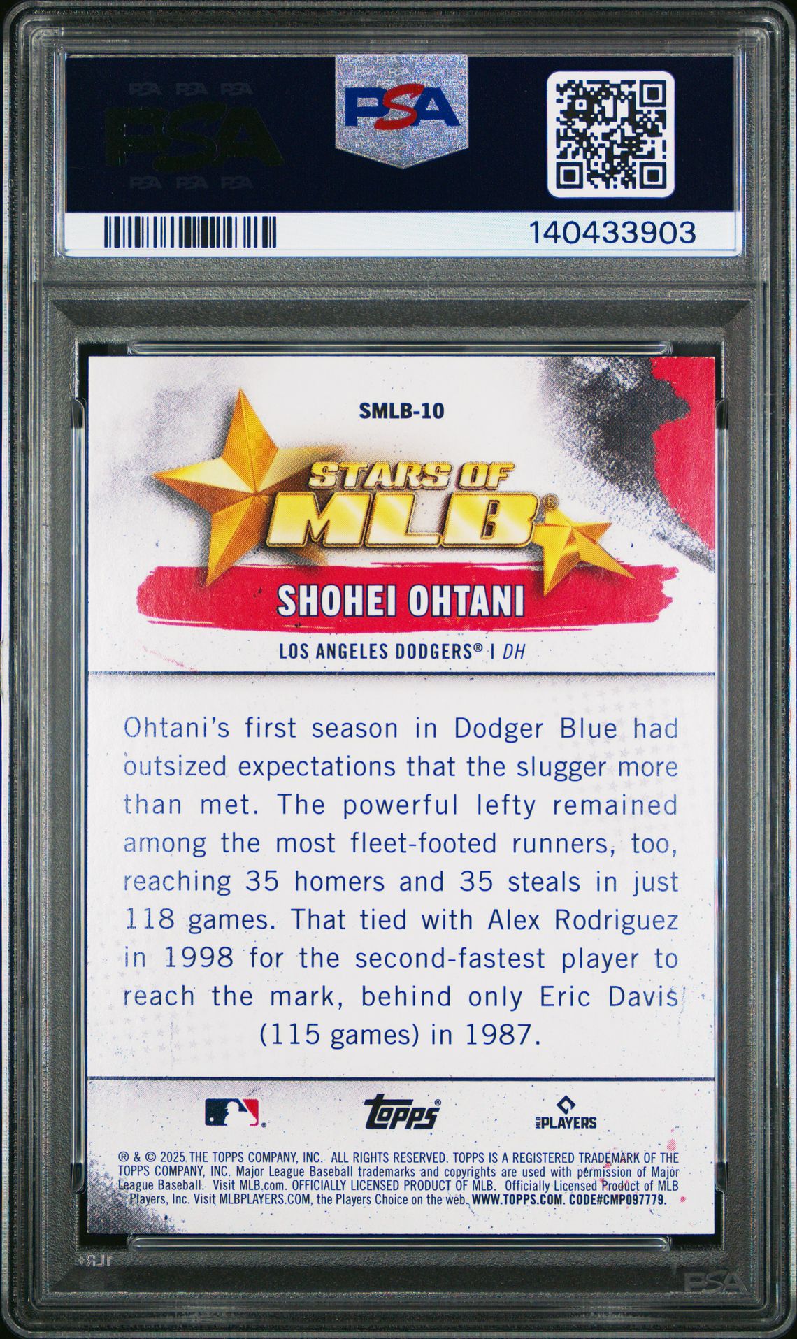 2025 Topps Stars Of Mlb Shohei Ohtani #Smlb10 Mint 9 back