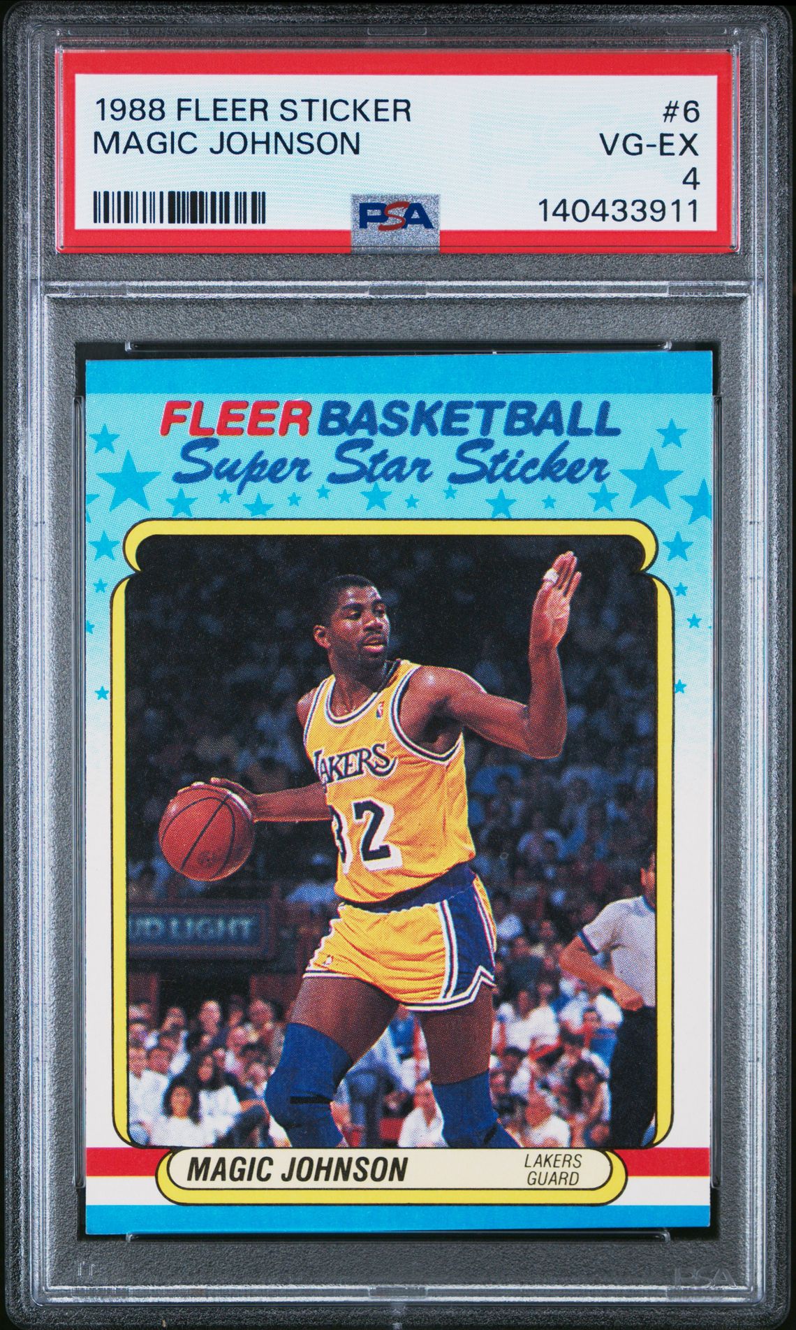 1988 Fleer Sticker Magic Johnson #6 Vg-Ex 4 front