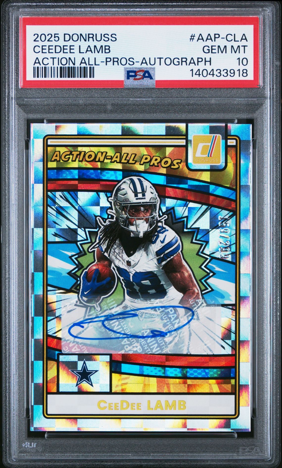 2025 Panini Donruss Action All-Pros Ceedee Lamb #Aap-Cla (Action All-Pros-Autograph) Gem Mt 10 front