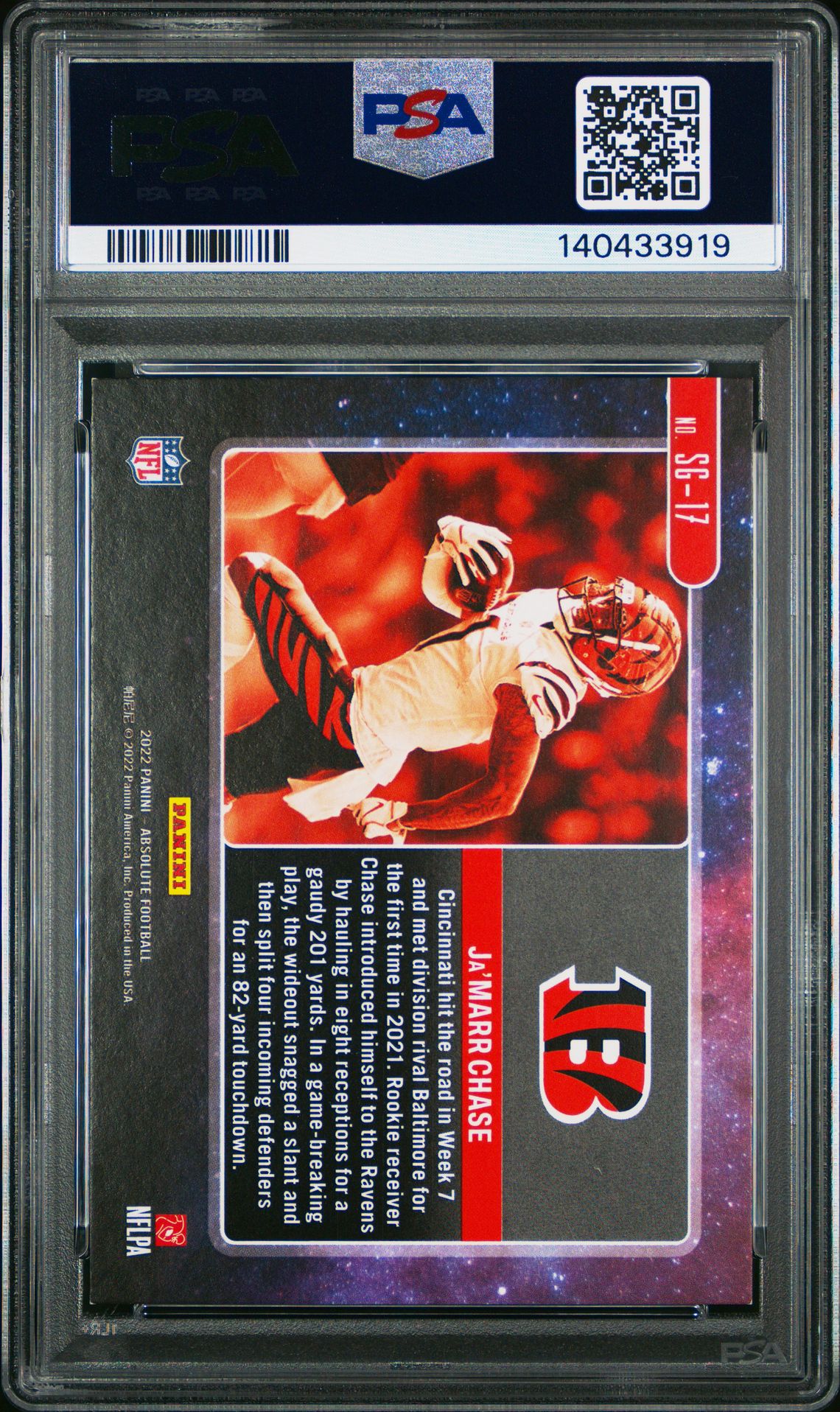 2022 Panini Absolute Star Gazing Ja'marr Chase #Sg17 (Star Gazing-Blue Spct.) Nm 7 back