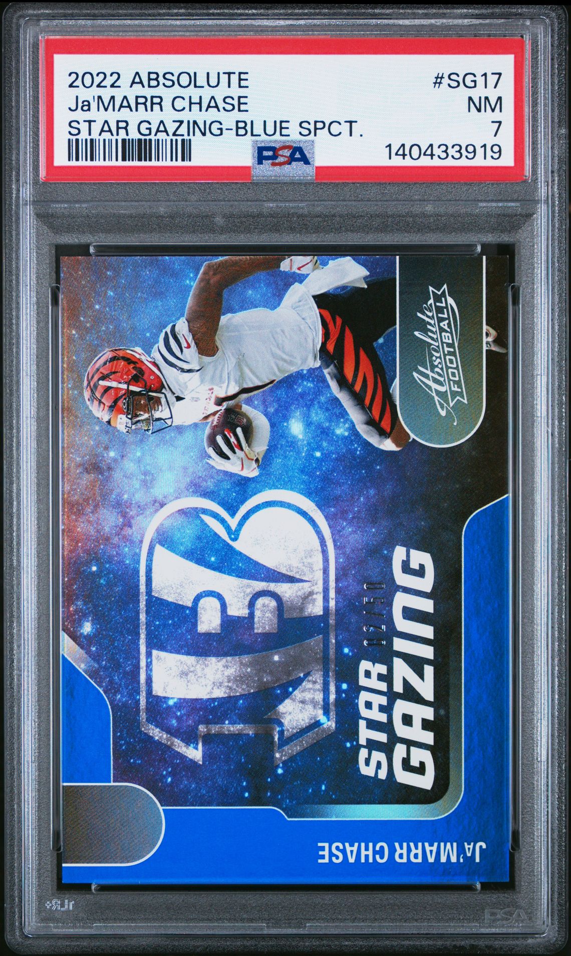 2022 Panini Absolute Star Gazing Ja'marr Chase #Sg17 (Star Gazing-Blue Spct.) Nm 7 front