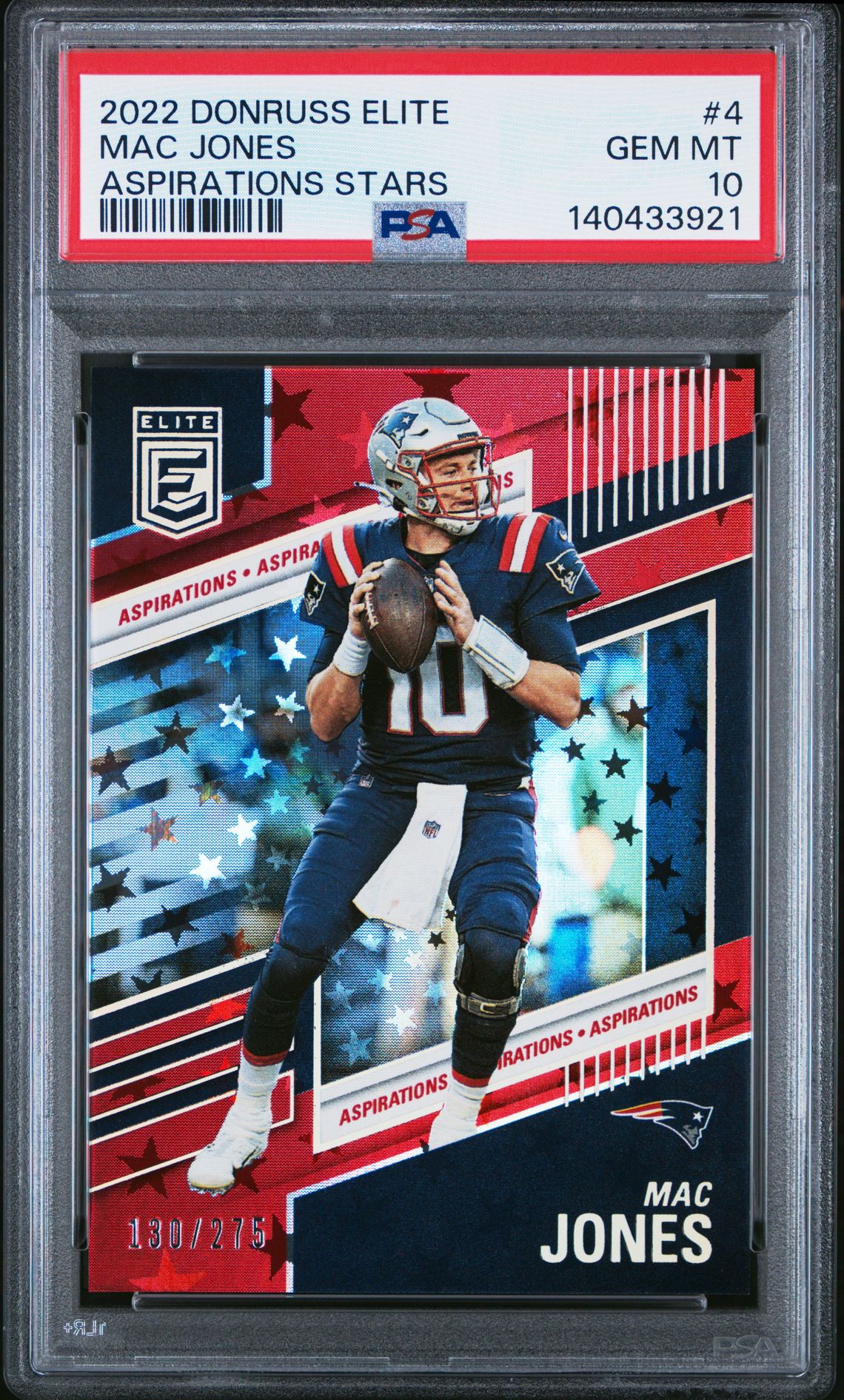 2022 Panini Donruss Elite Mac Jones #4 (Aspirations Stars) Gem Mt 10 front