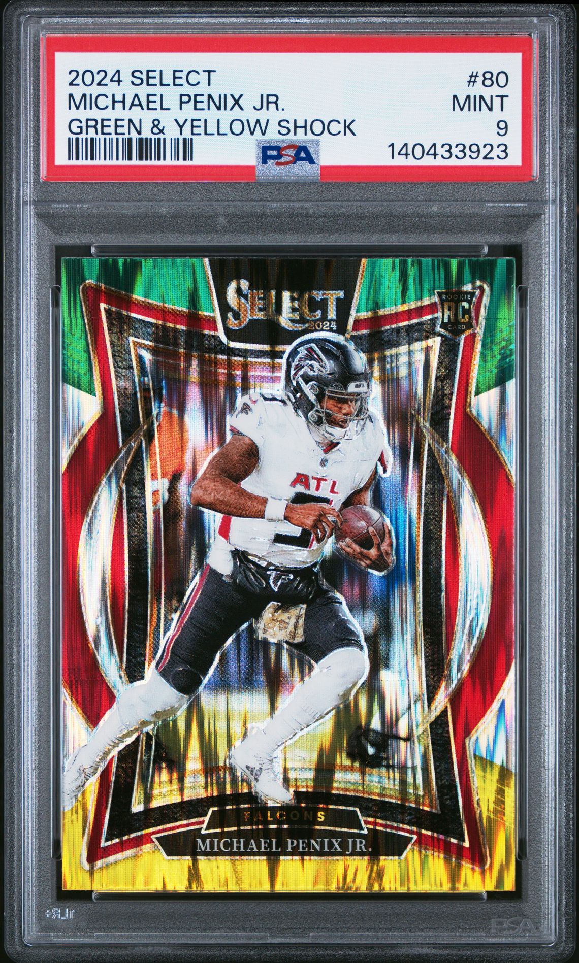 2024 Panini Select Michael Penix Jr. #80 (Green & Yellow Shock) Mint 9 front