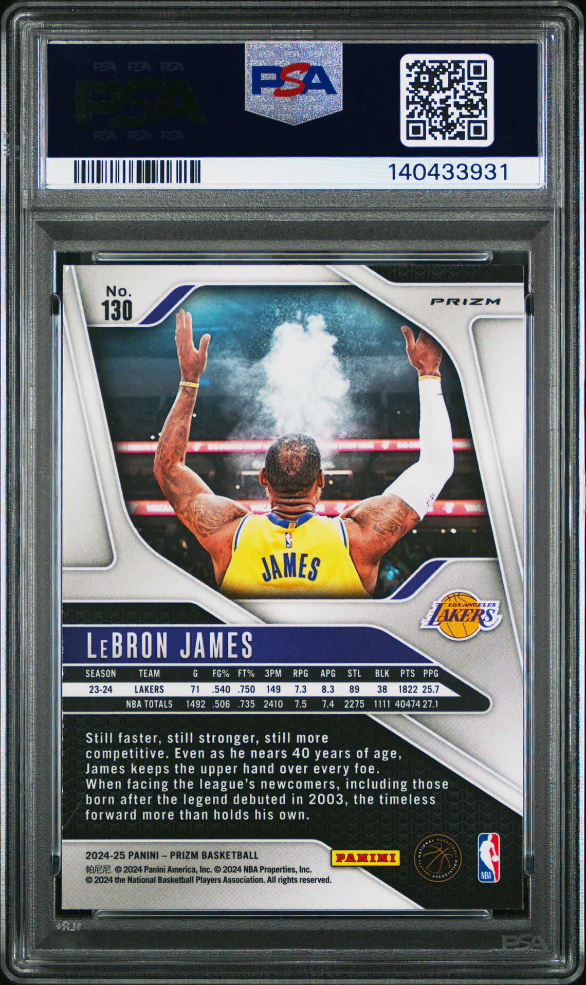 2024 Panini Prizm Lebron James #130 (Green Prizm) Mint 9 back