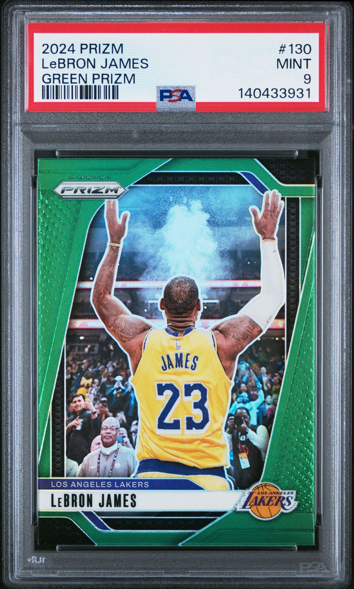 2024 Panini Prizm Lebron James #130 (Green Prizm) Mint 9 front