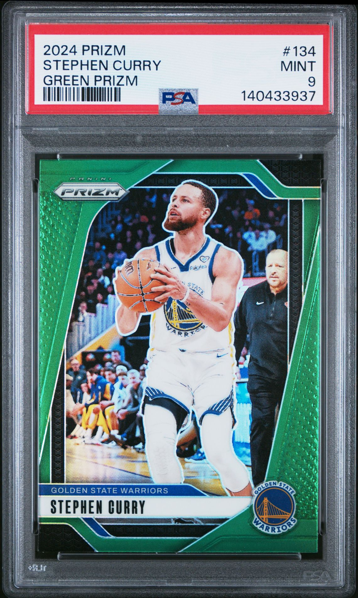 2024 Panini Prizm Stephen Curry #134 (Green Prizm) Mint 9 front