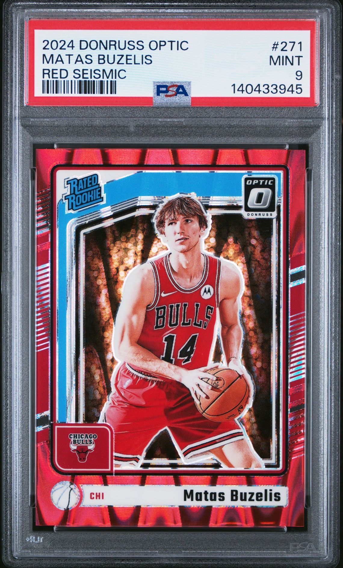 2024 Panini Donruss Optic Matas Buzelis #271 (Red Seismic) Mint 9 front
