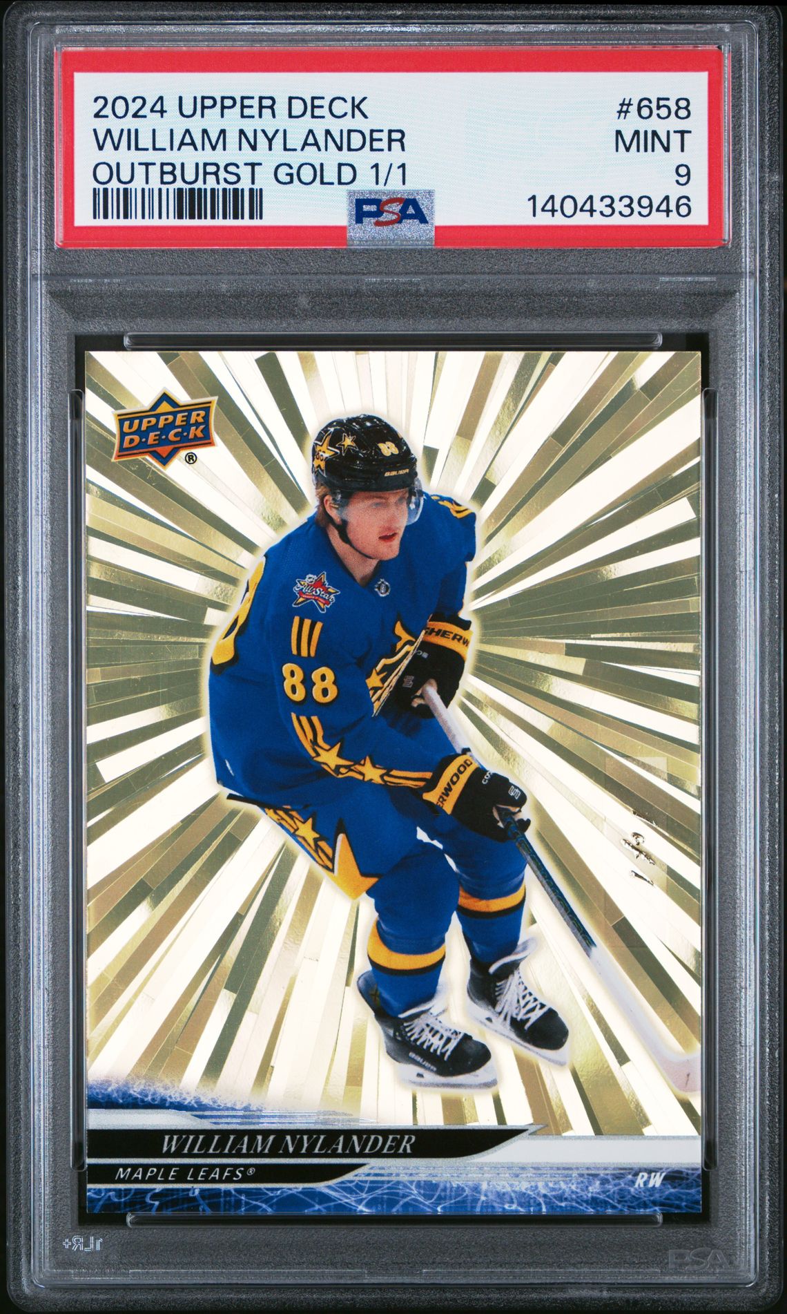 2024 Upper Deck William Nylander #658 (Outburst Gold 1/1) Mint 9 front