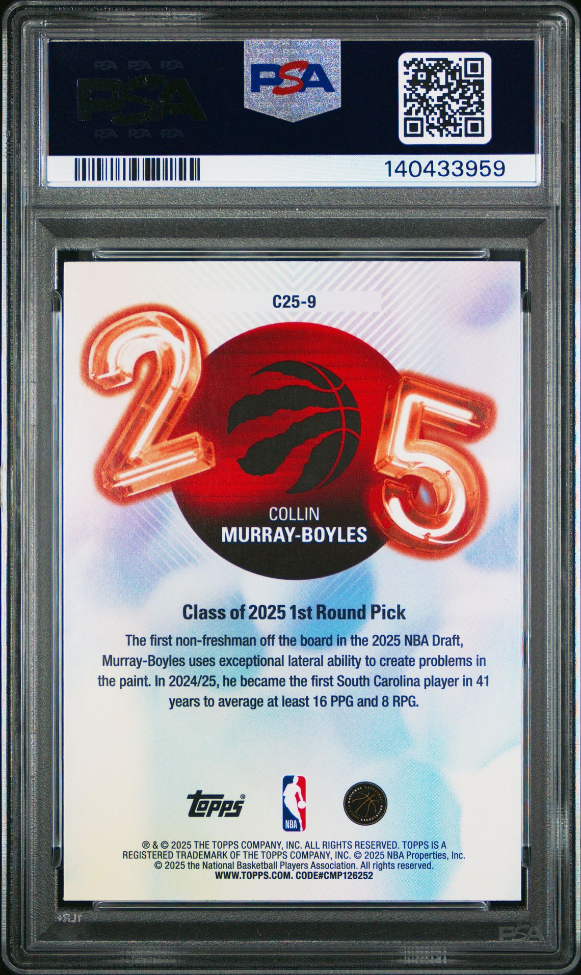 2025 Topps Class Of '25 Collin Murray-Boyles #C25-9 Gem Mt 10 back