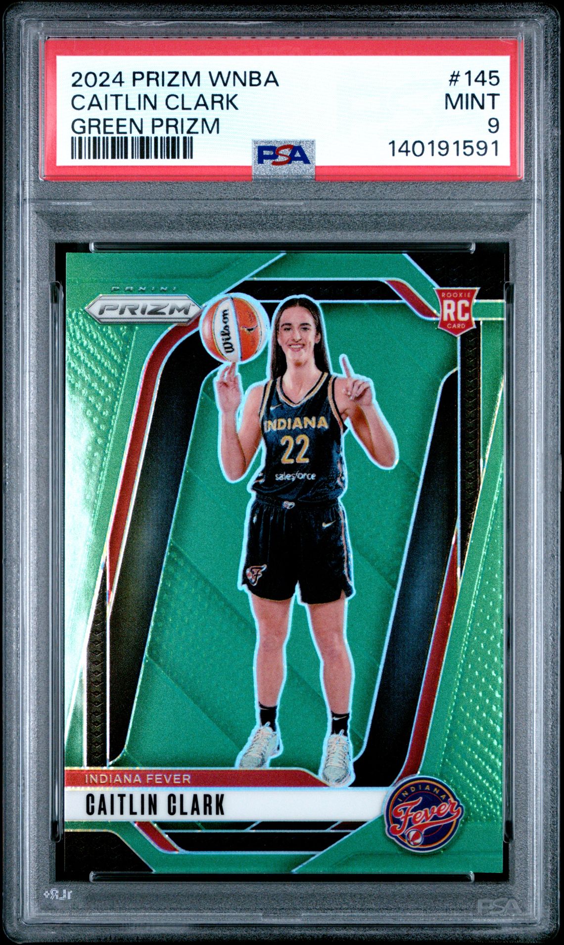 2024 Panini Prizm Wnba Caitlin Clark #145 (Green Prizm) Mint 9 front
