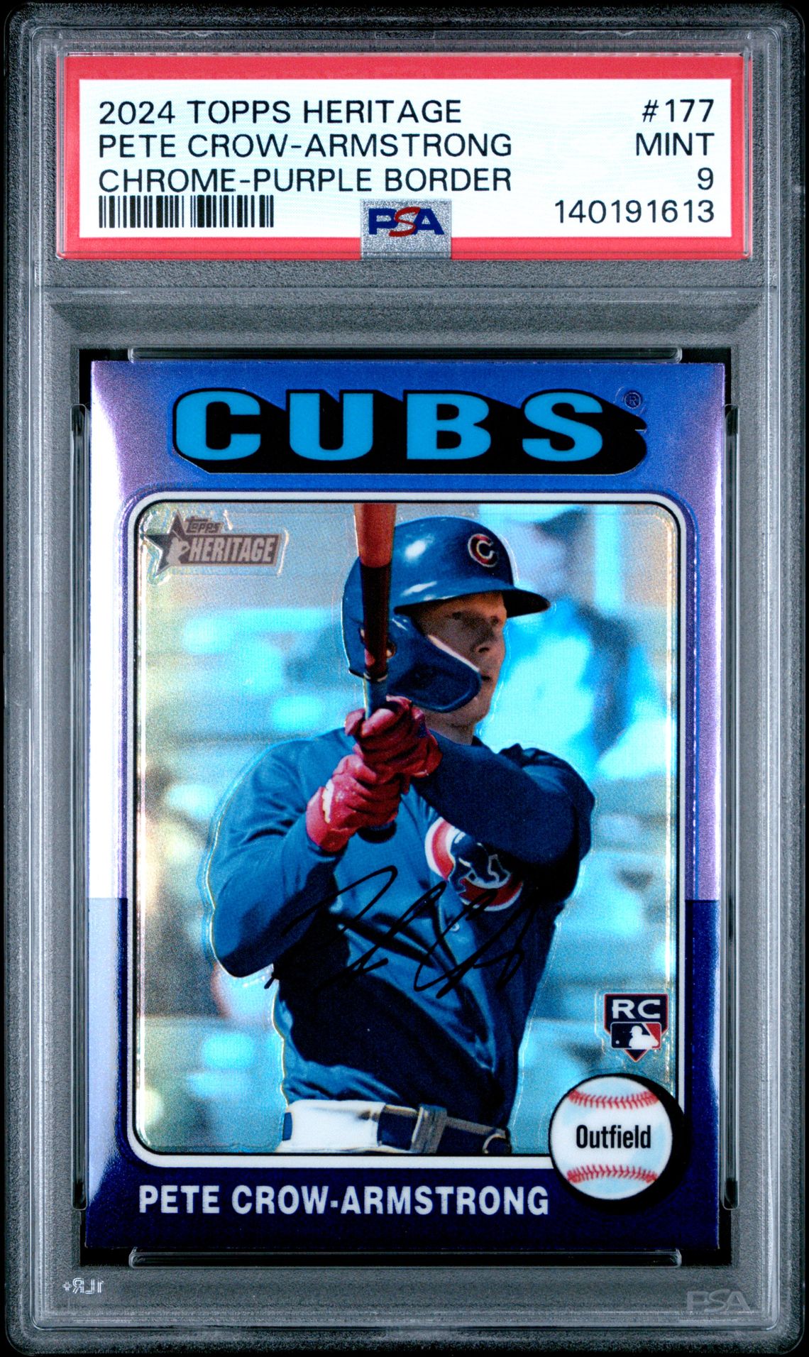 2024 Topps Heritage Pete Crow-Armstrong #177 (Chrome-Purple Border) Mint 9 front