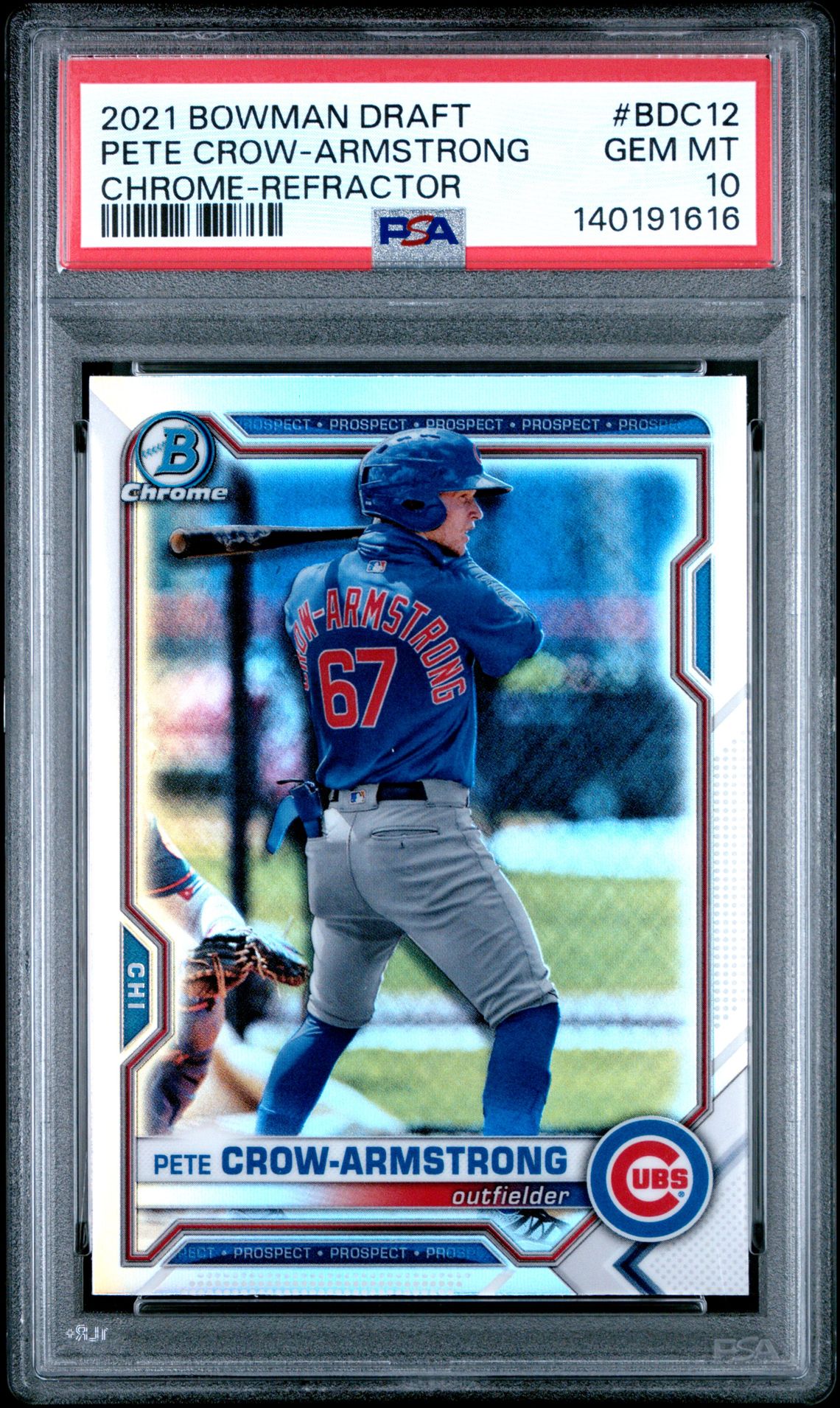 2021 Bowman Draft Pete Crow-Armstrong #Bdc12 (Chrome-Refractor) Gem Mt 10 front