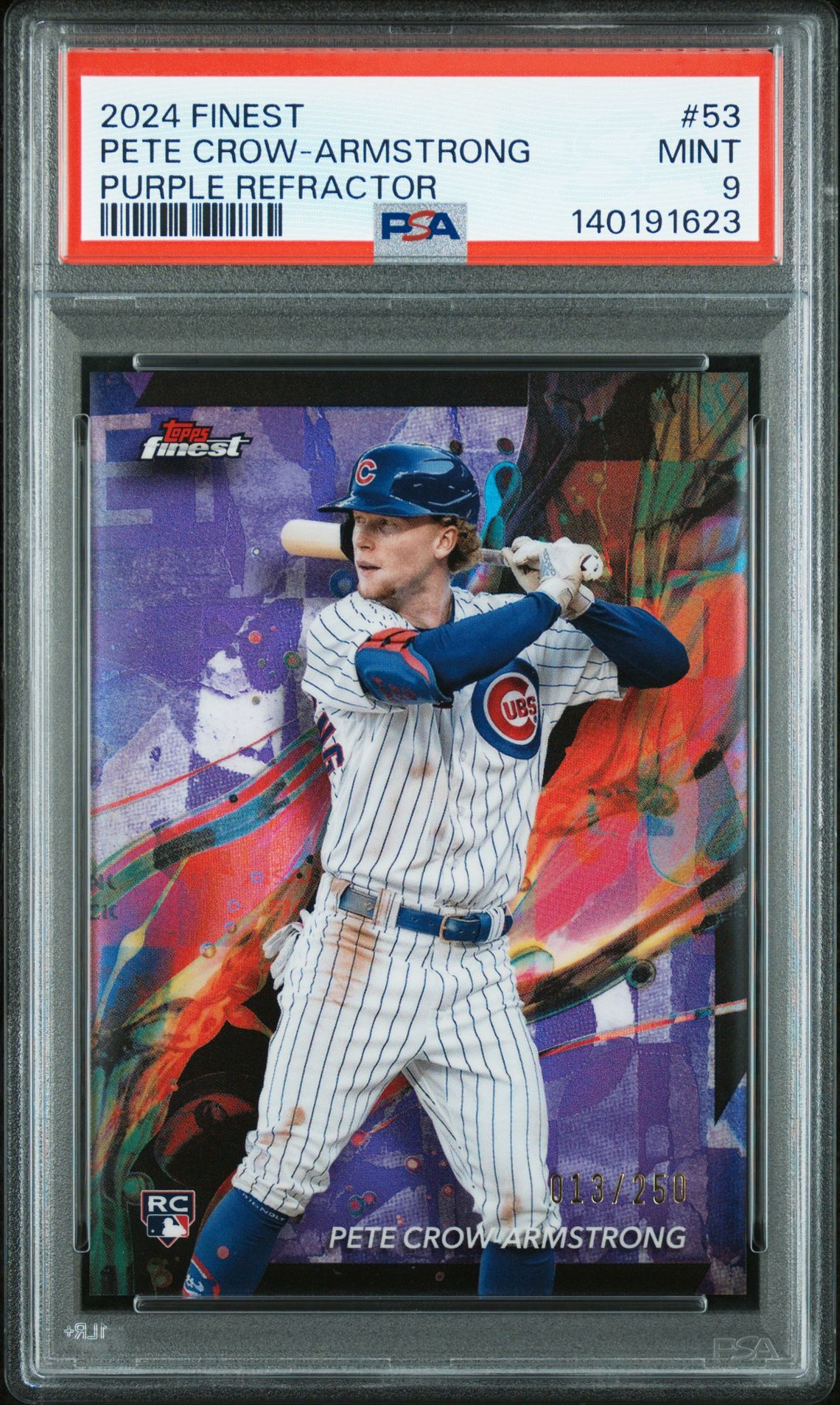 2024 Topps Finest Pete Crow-Armstrong #53 (Purple Refractor) Mint 9 front
