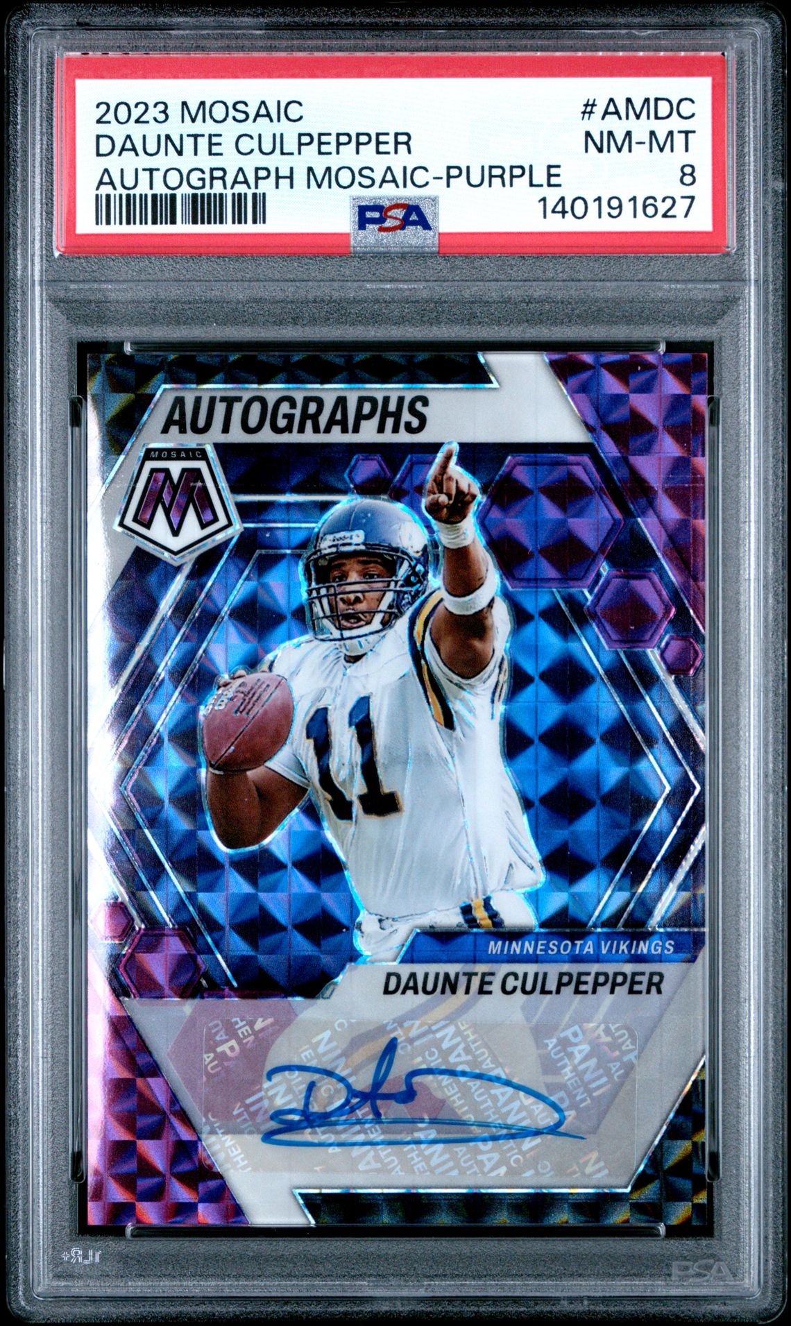 2023 Panini Mosaic Autograph Mosaic Daunte Culpepper #Amdc (Autograph Mosaic-Purple) Nm-Mt 8 front