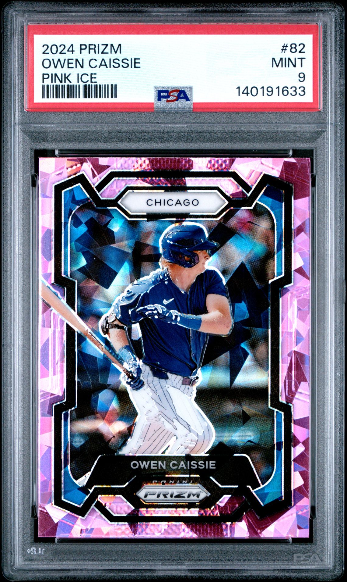 2024 Panini Prizm Owen Caissie #82 (Pink Ice) Mint 9 front