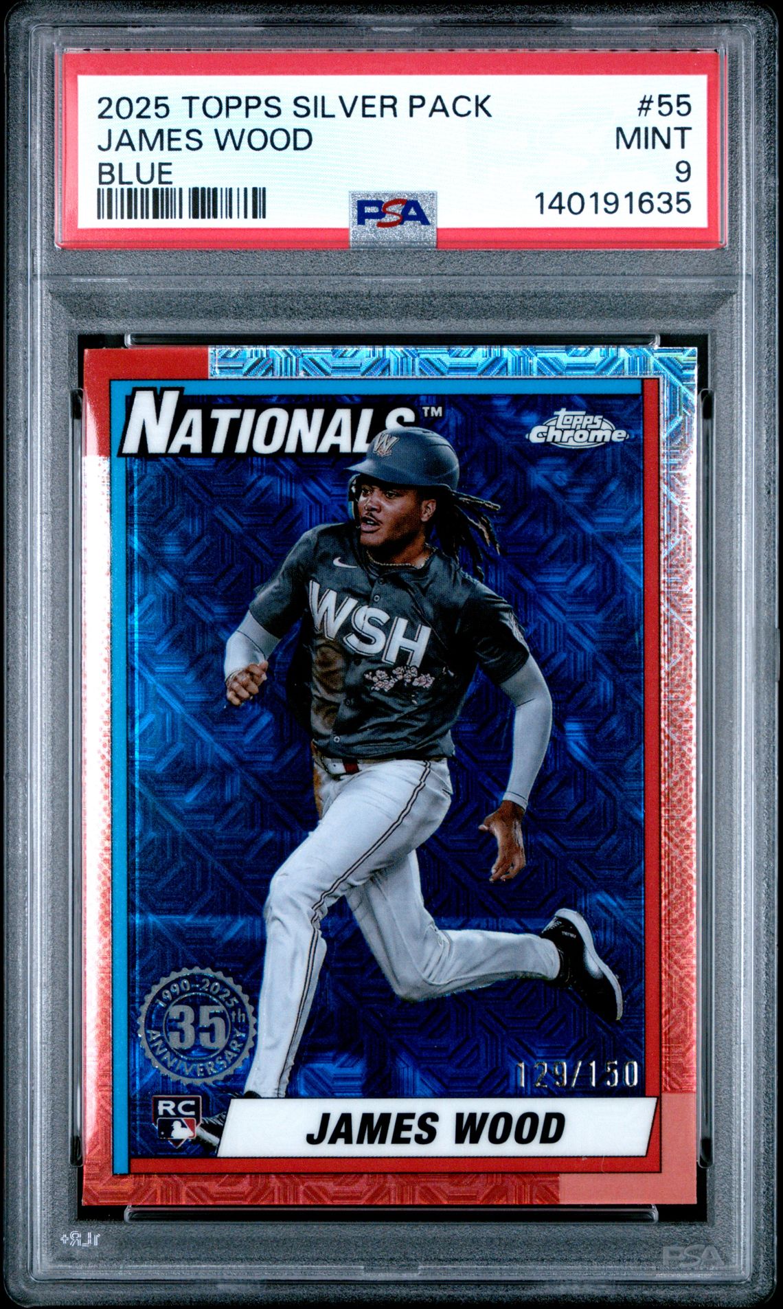 2025 Topps Silver Pack 1990 Chrome Promo James Wood #55 (Blue) Mint 9 front