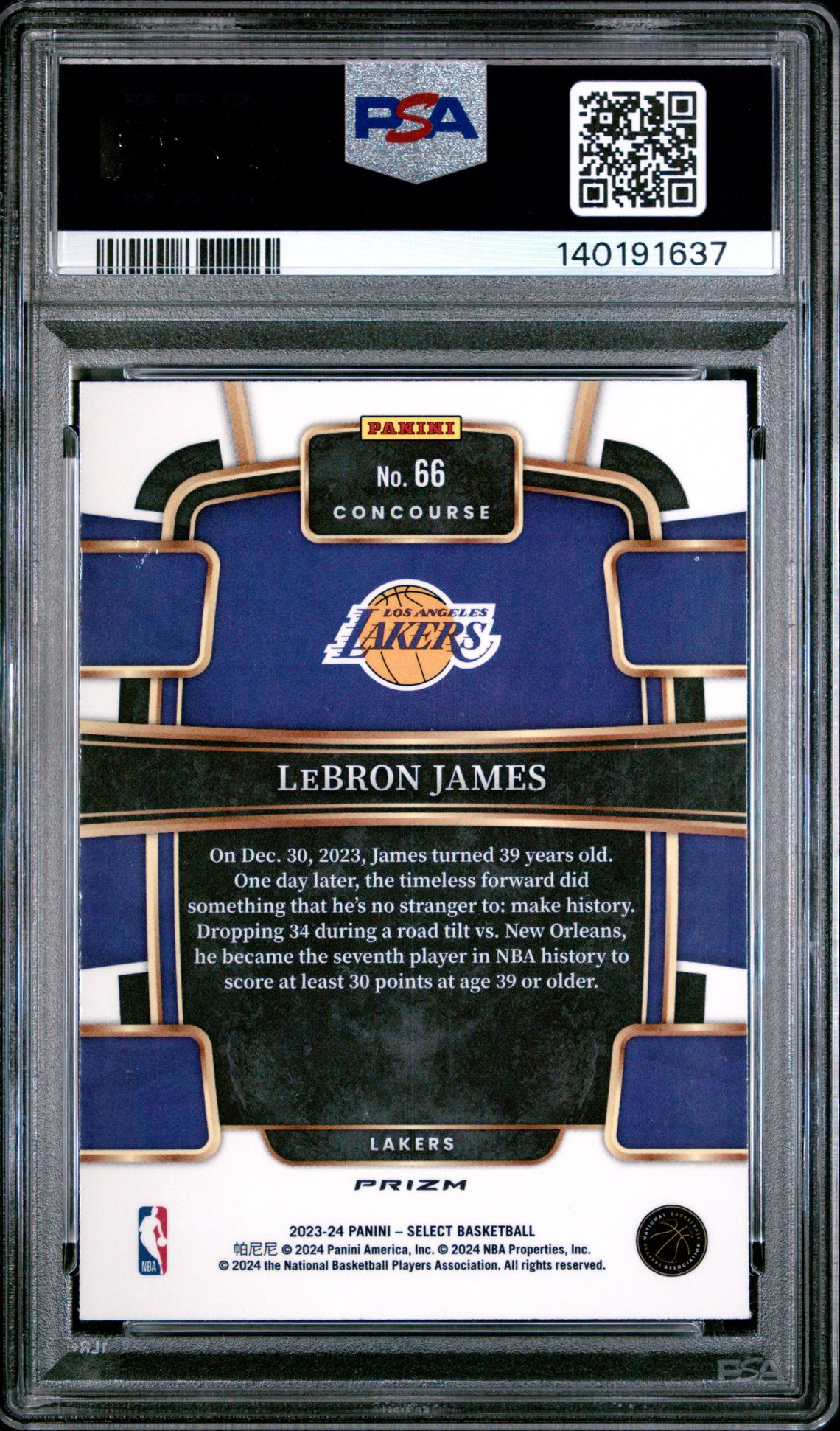2023 Panini Select Lebron James #66 (Elephant Prizm) Nm-Mt 8 back