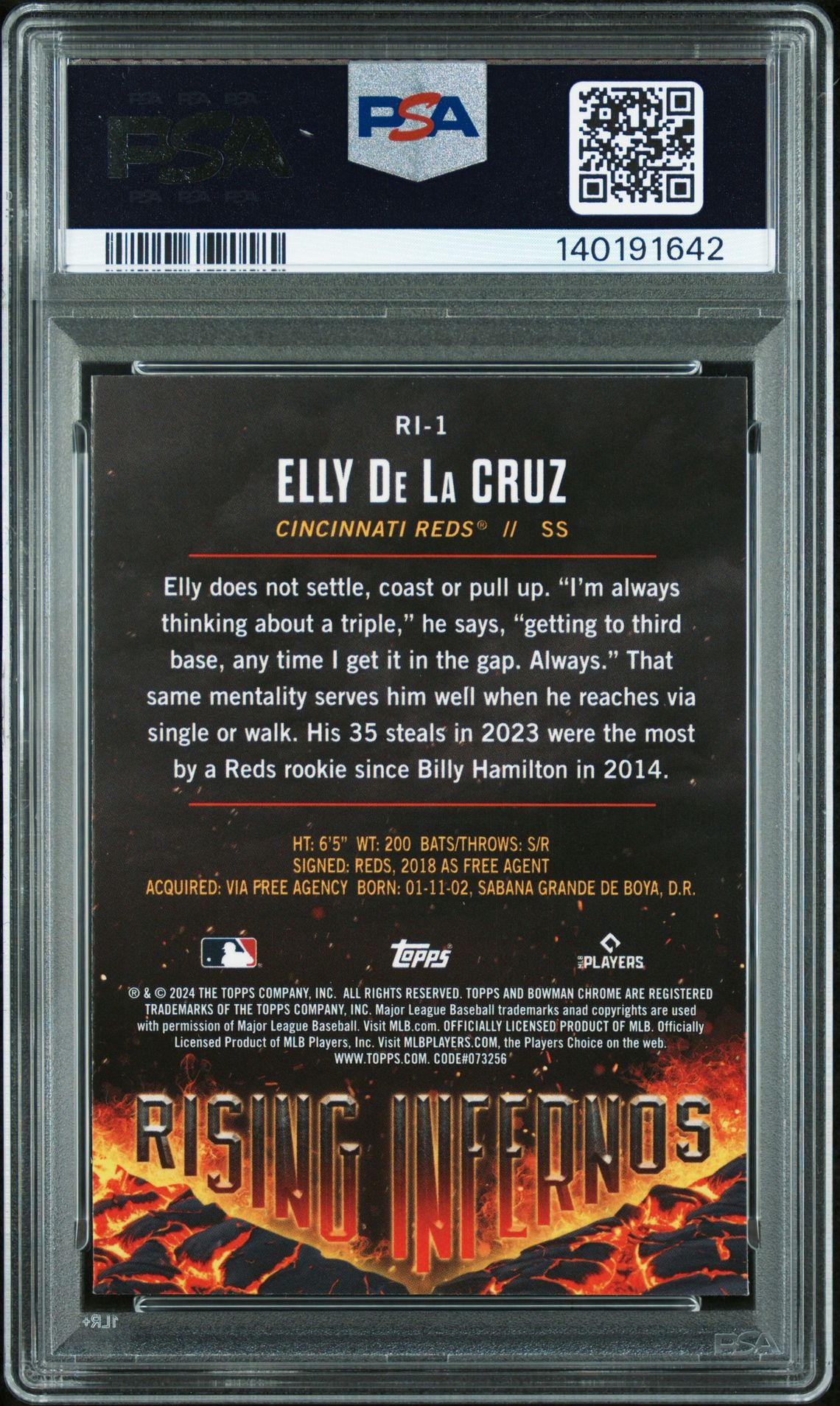 2024 Bowman Rising Infernos Elly De La Cruz #Ri1 Mint 9 back