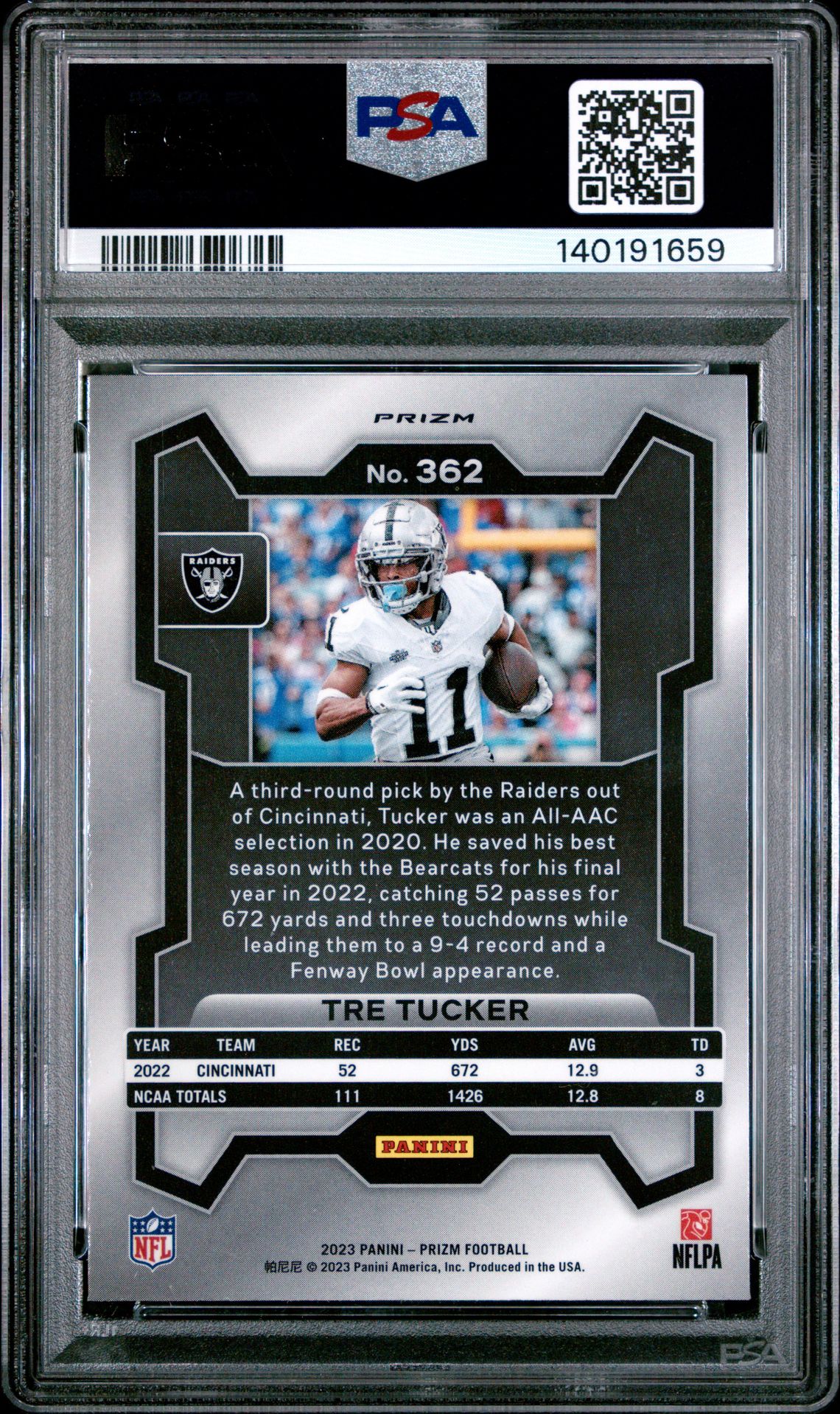 2023 Panini Prizm Tre Tucker #362 (Lazer Prizm) Mint 9 back