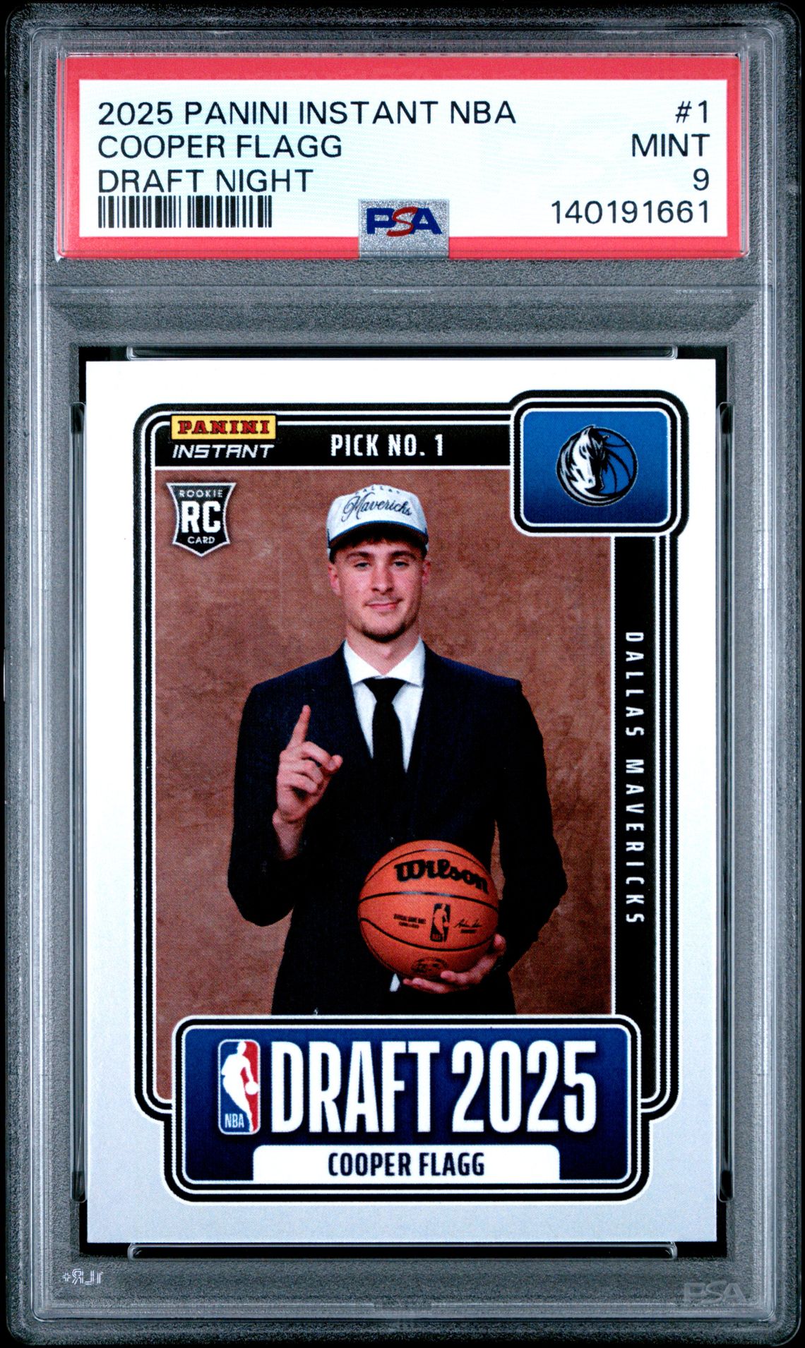 2025 Panini Instant Nba Draft Night Cooper Flagg #1 Mint 9 front