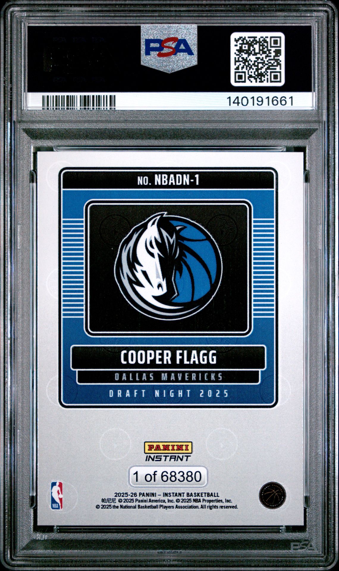 2025 Panini Instant Nba Draft Night Cooper Flagg #1 Mint 9 back