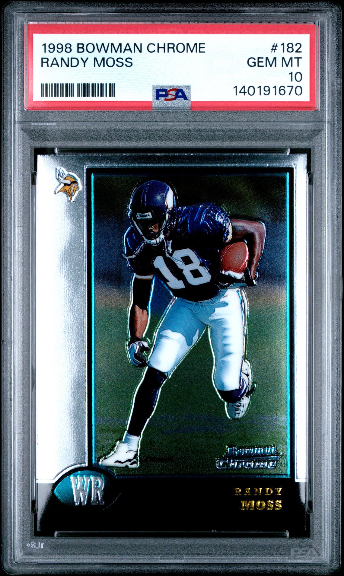 1998 Bowman Chrome Randy Moss #182 Gem Mt 10 front